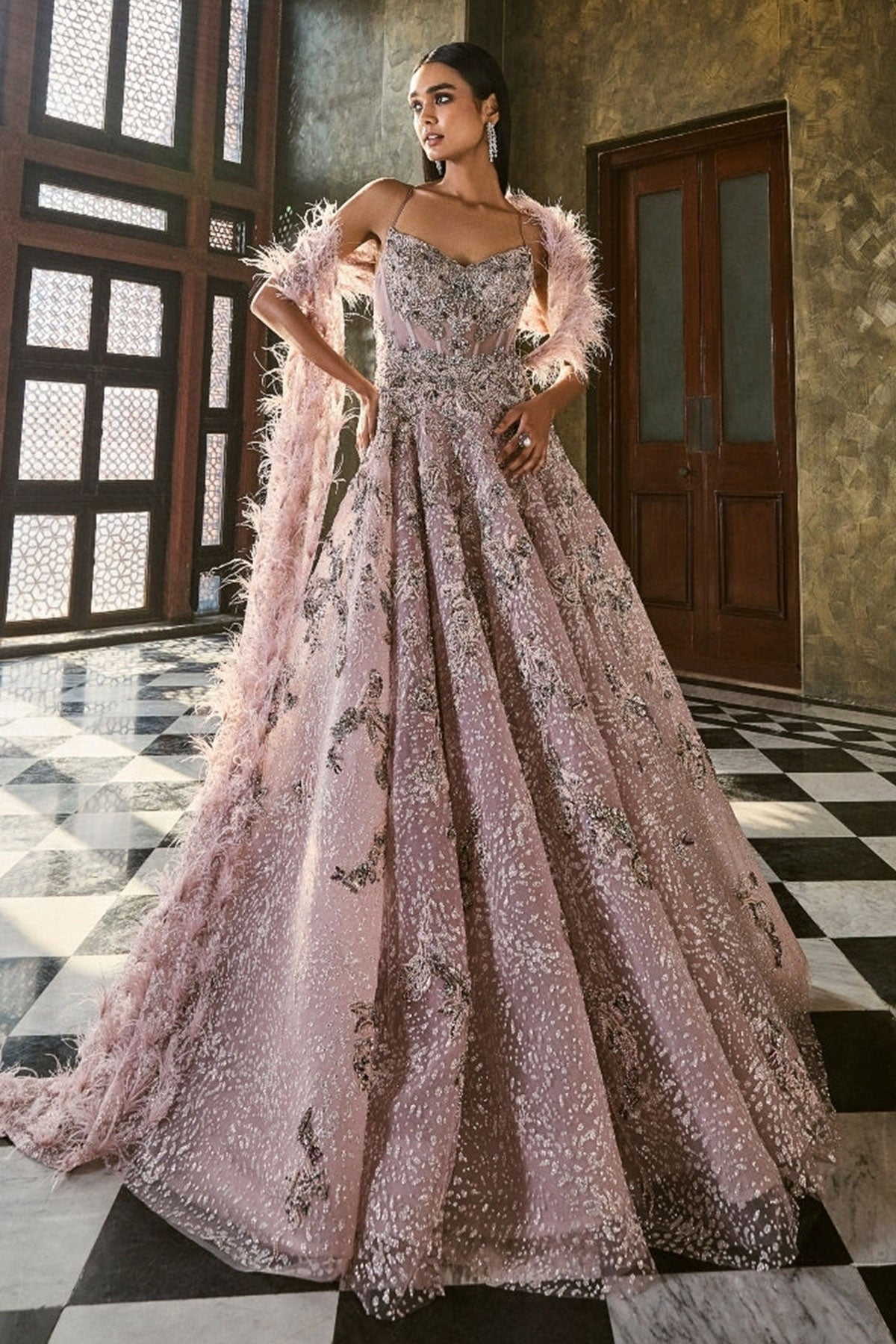 Ball Gown One Piece Long Gown Party Wear Indian One Piece Dress For Wedding Function Rose Ball Gown One Piece Long Gown Party Wear Indian One Piece Dress For Wedding Function Rose