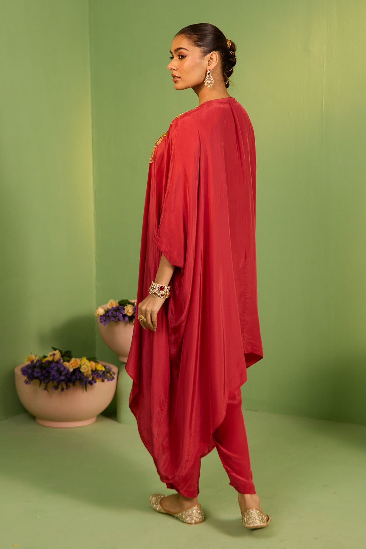 Moraya Rust Red Kaftan Set