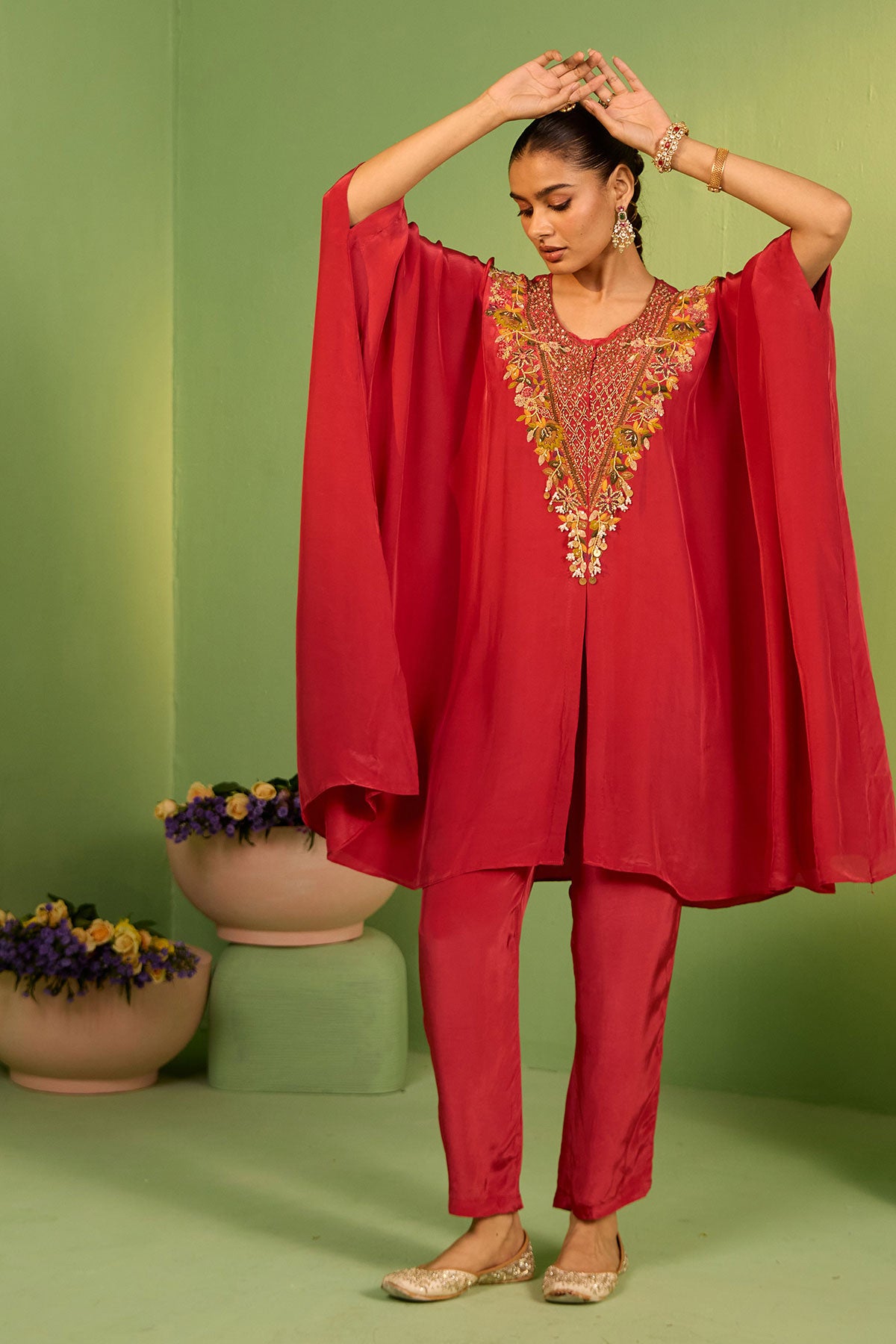 Moraya Rust Red Kaftan Set
