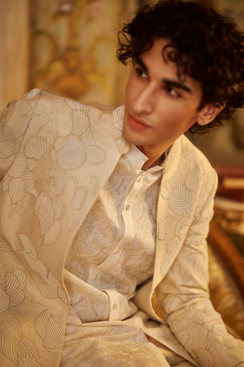 Nude Open Sherwani Set