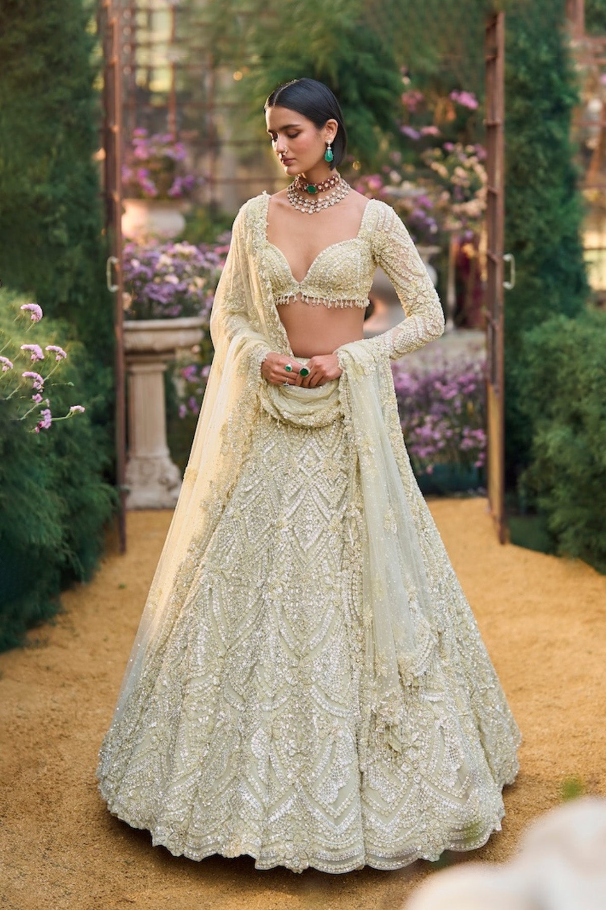 Sage Green Sequin Lehenga Set