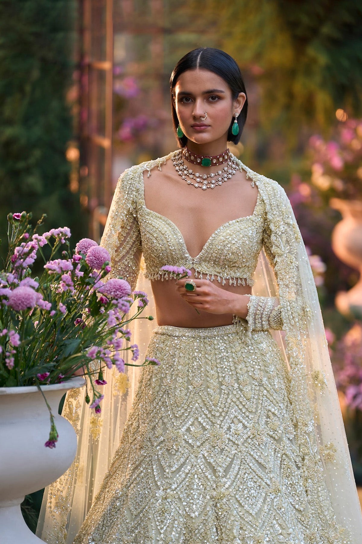 Sage Green Sequin Lehenga Set