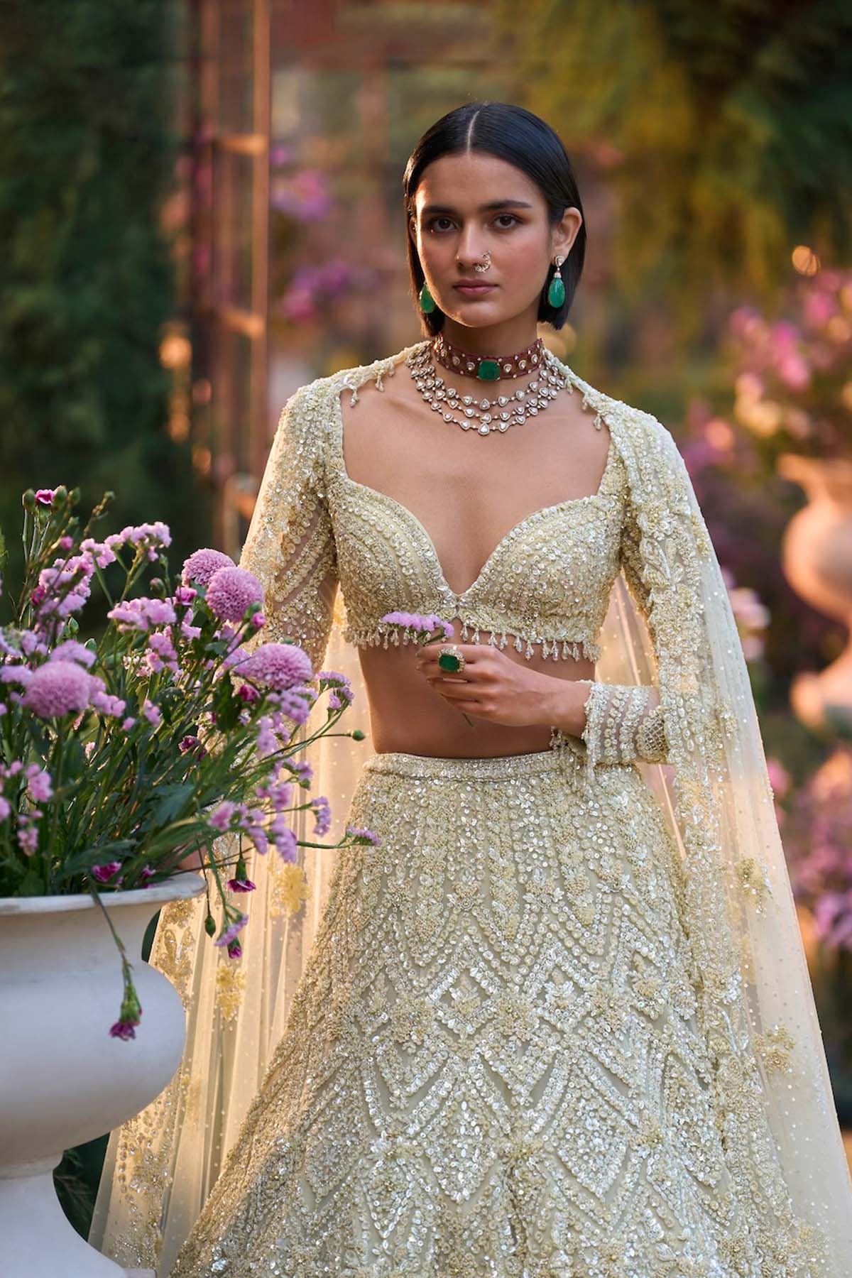 Sage Green Sequin Lehenga Set