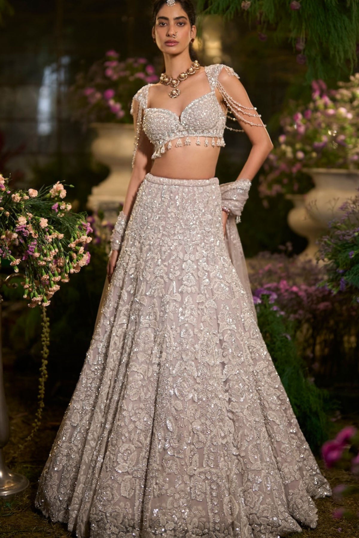 Slate Grey Sequin Lehenga Set