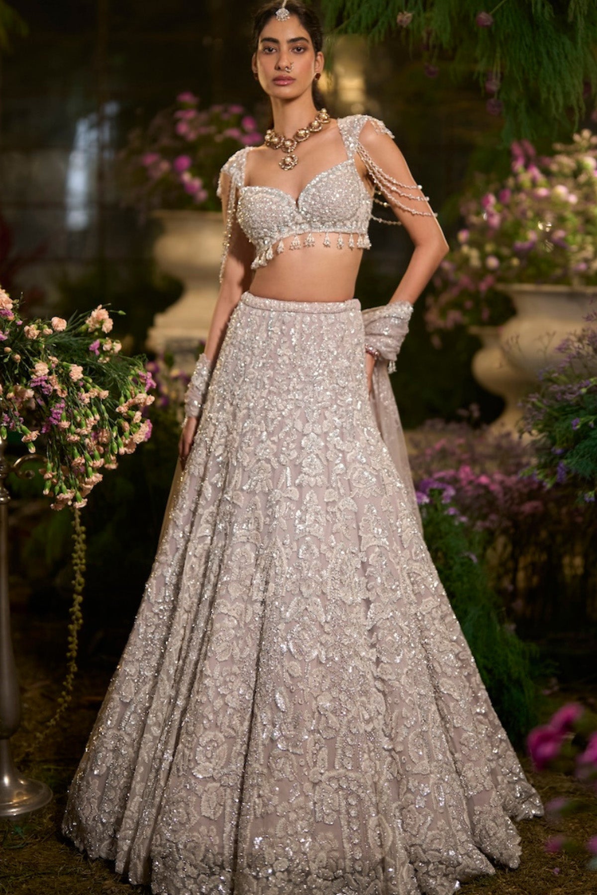 Slate Grey Sequin Lehenga Set