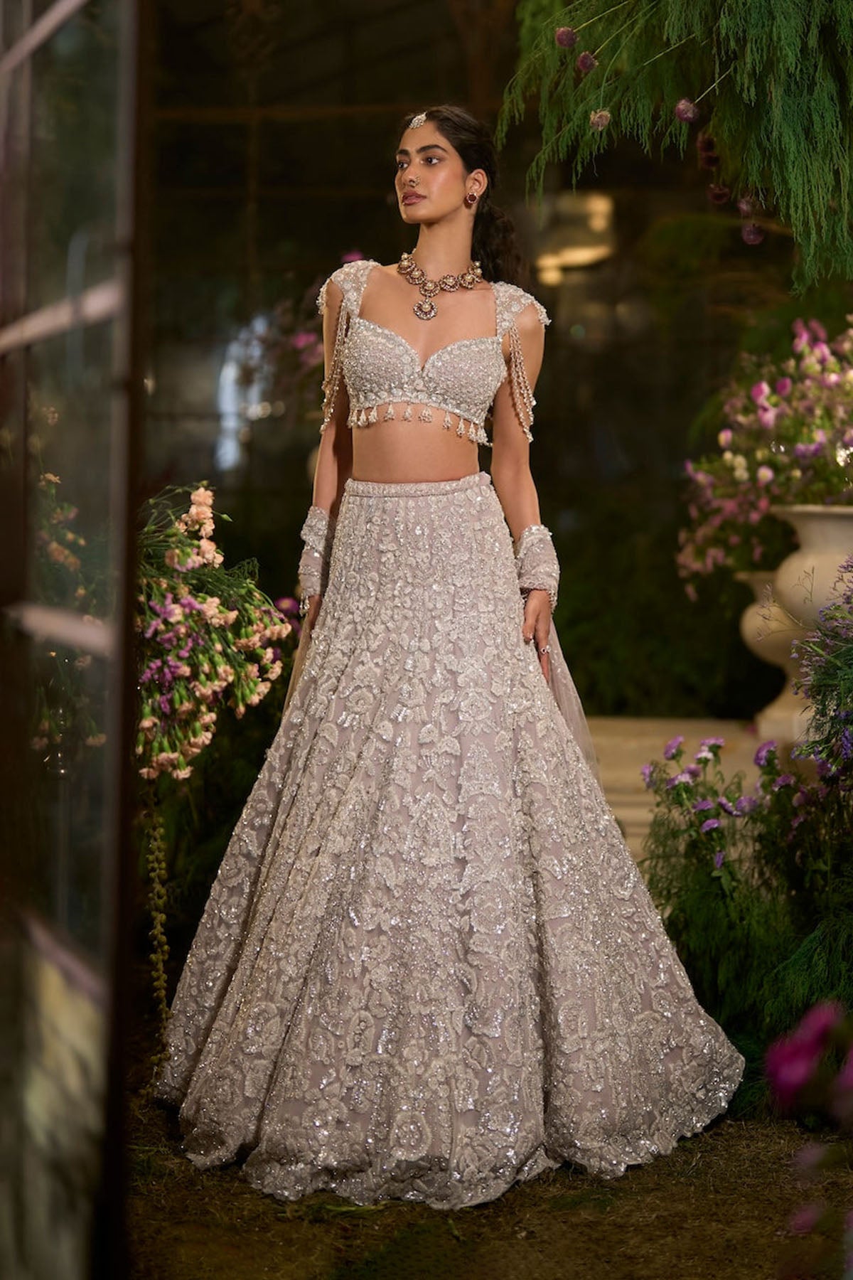 Slate Grey Sequin Lehenga Set