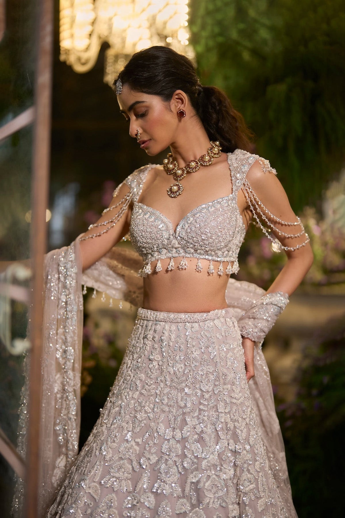 Slate Grey Sequin Lehenga Set