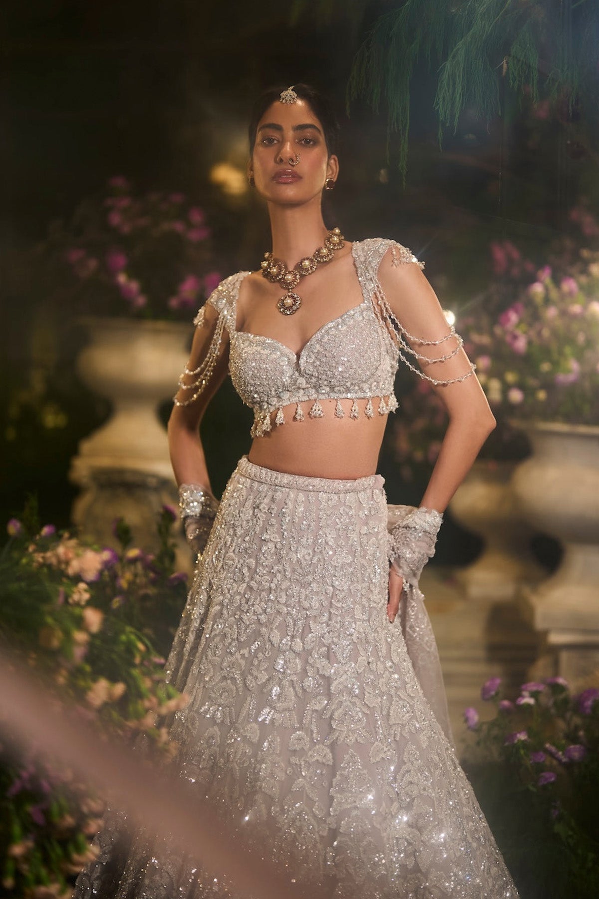 Slate Grey Sequin Lehenga Set