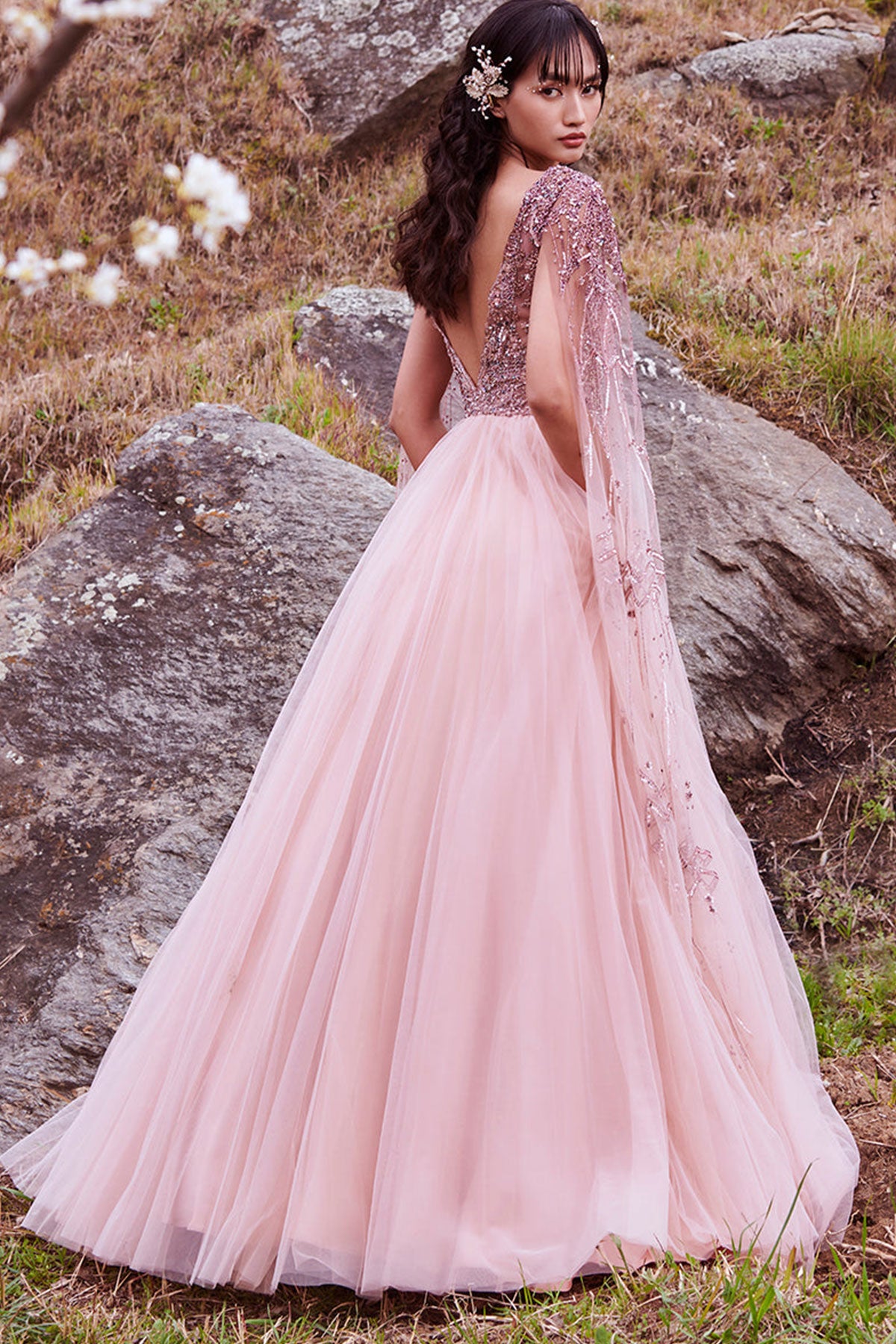 "Lavana" Pleated Tulle Gown