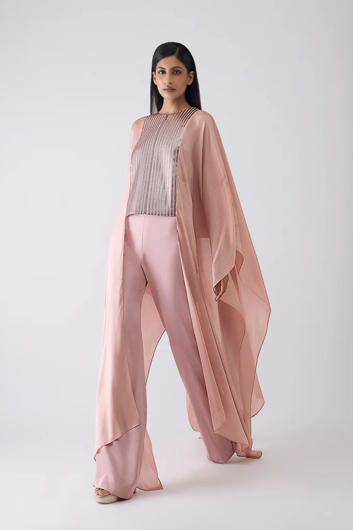 Woven Metallic Cape And Pants