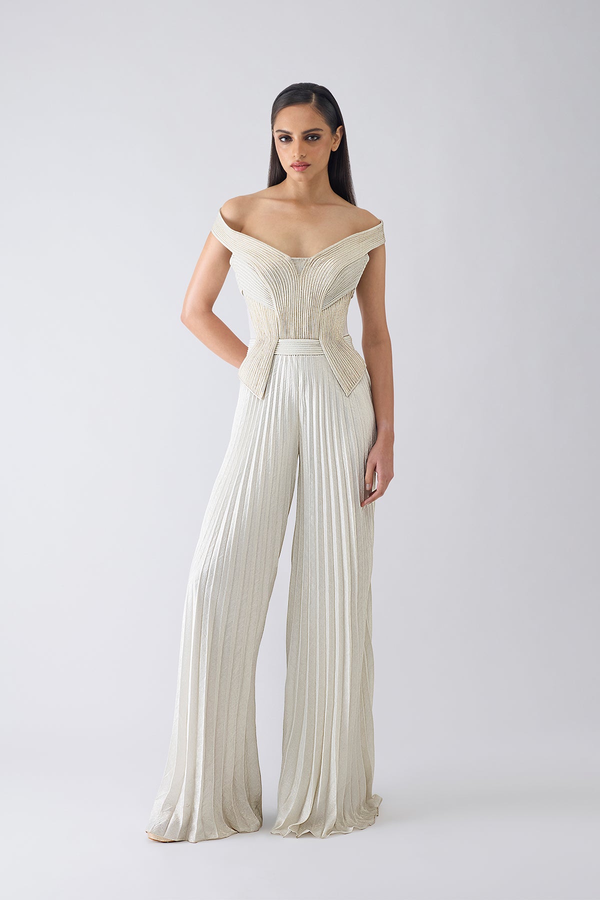 Structured Plisse Jumpsuit