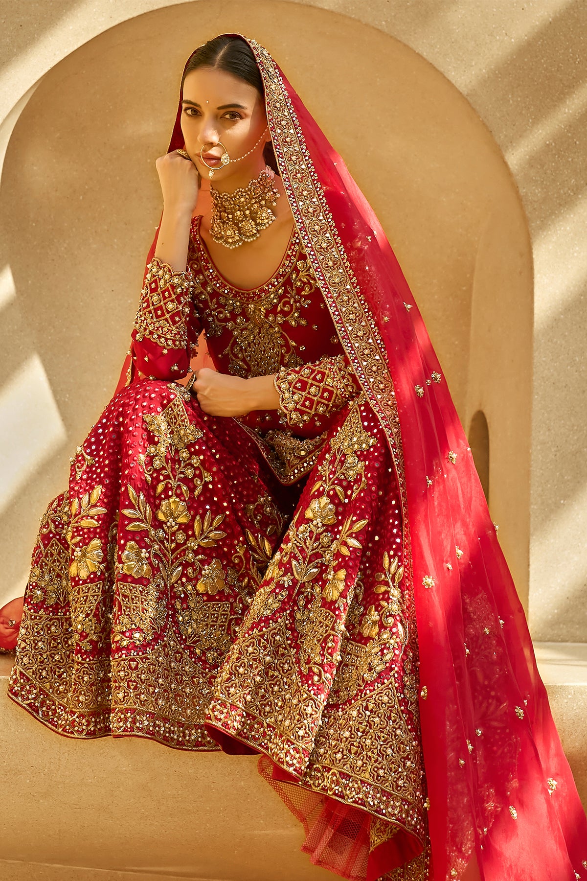 RUBY RED SHARARA SET