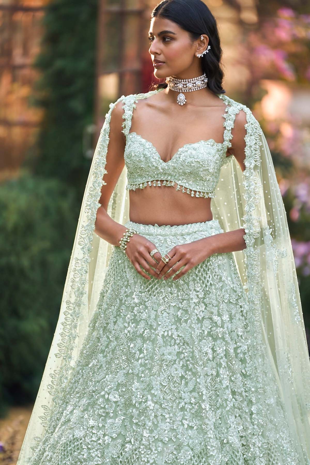 Soft Aqua Sequin Lehenga Set