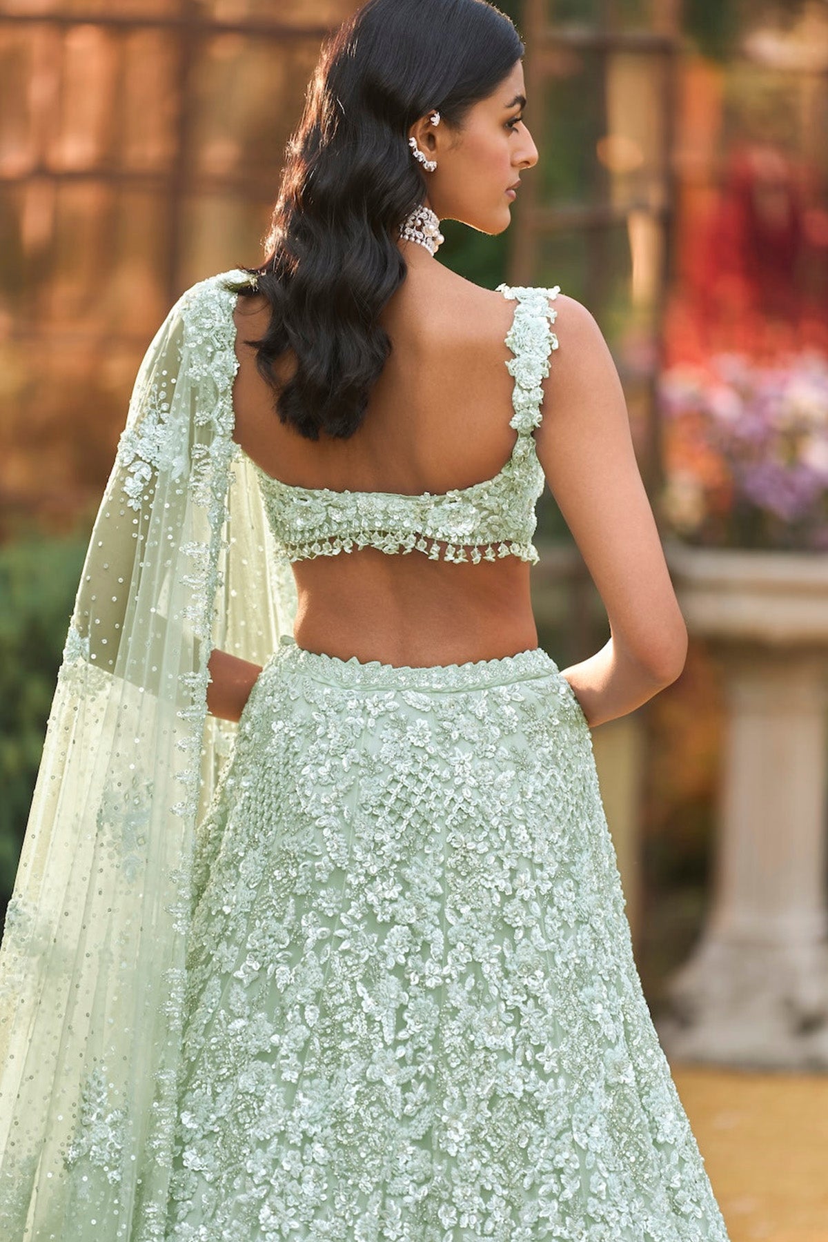 Soft Aqua Sequin Lehenga Set