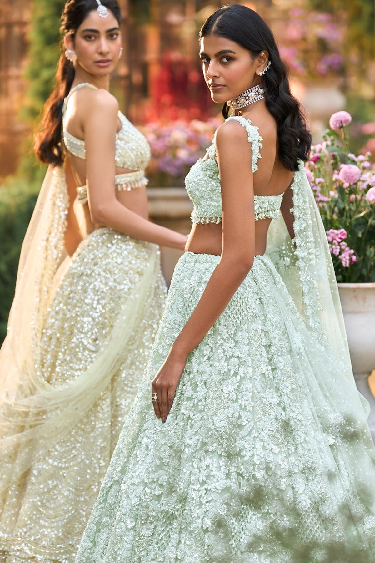 Soft Aqua Sequin Lehenga Set