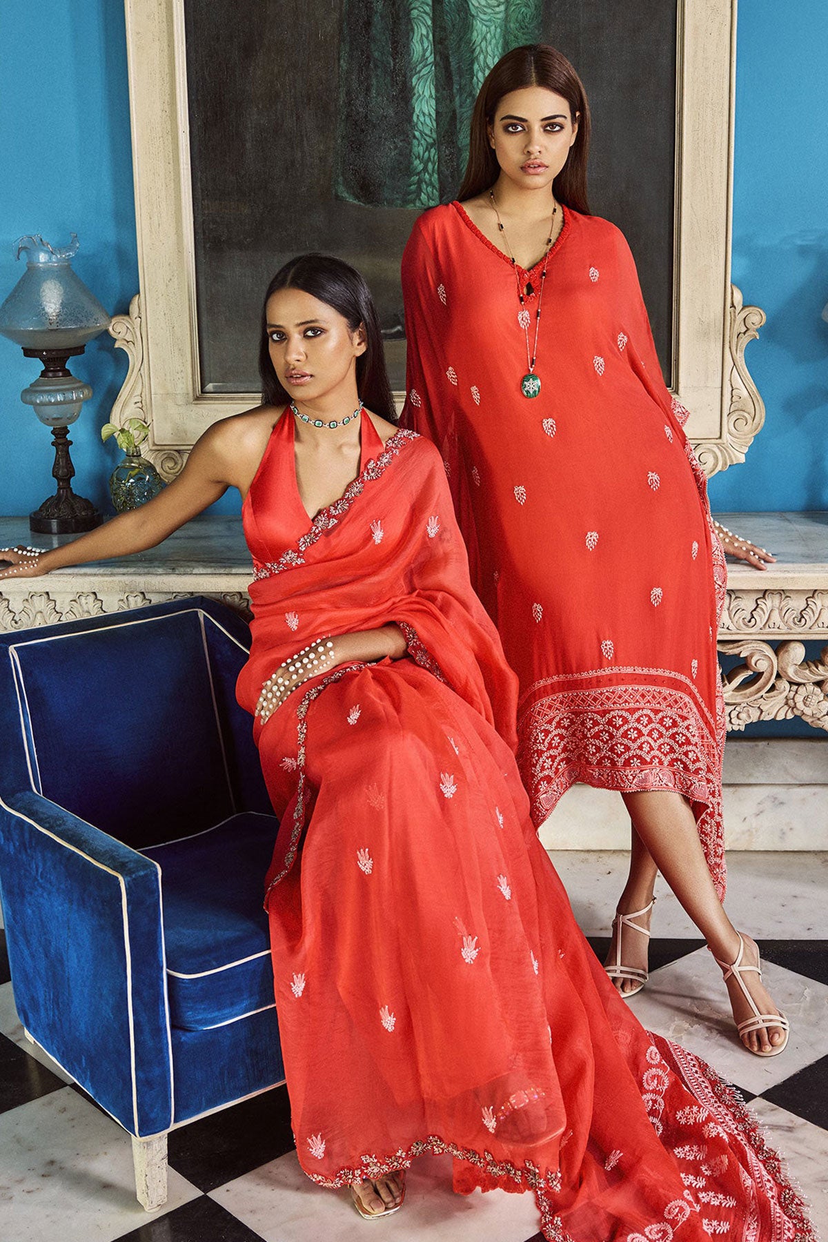 "Dalia" chikankari kaftan