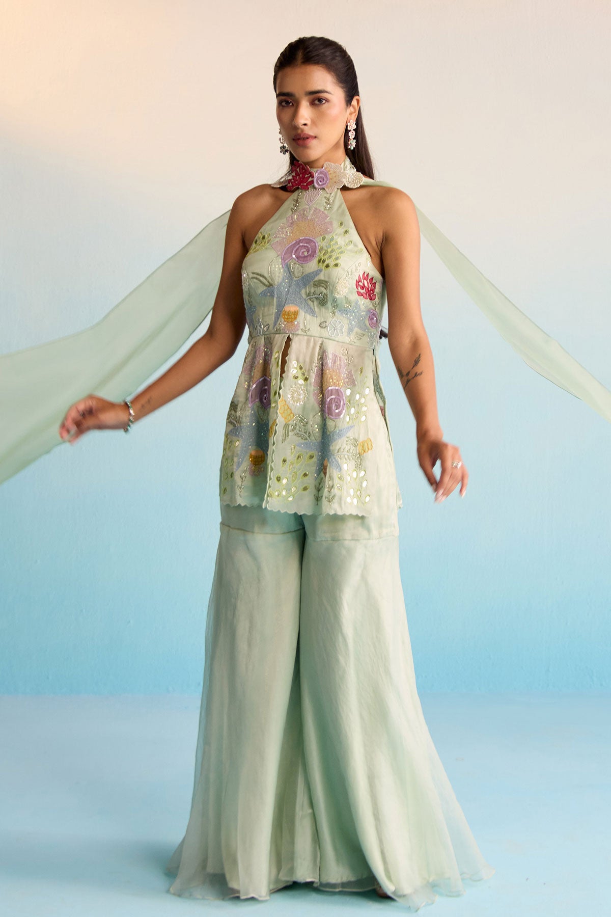 Ocean Breeze Sharara Set