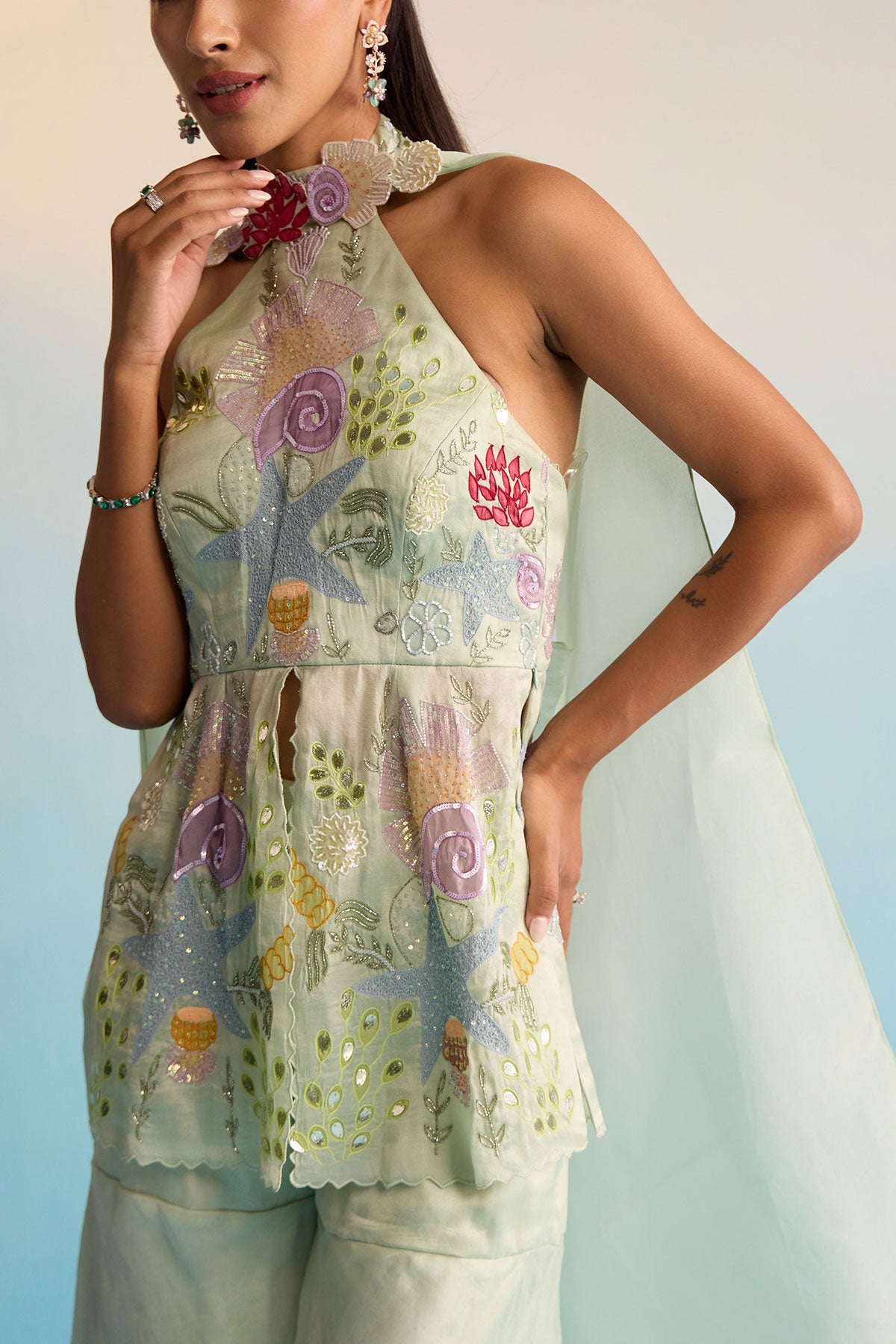 Ocean Breeze Sharara Set