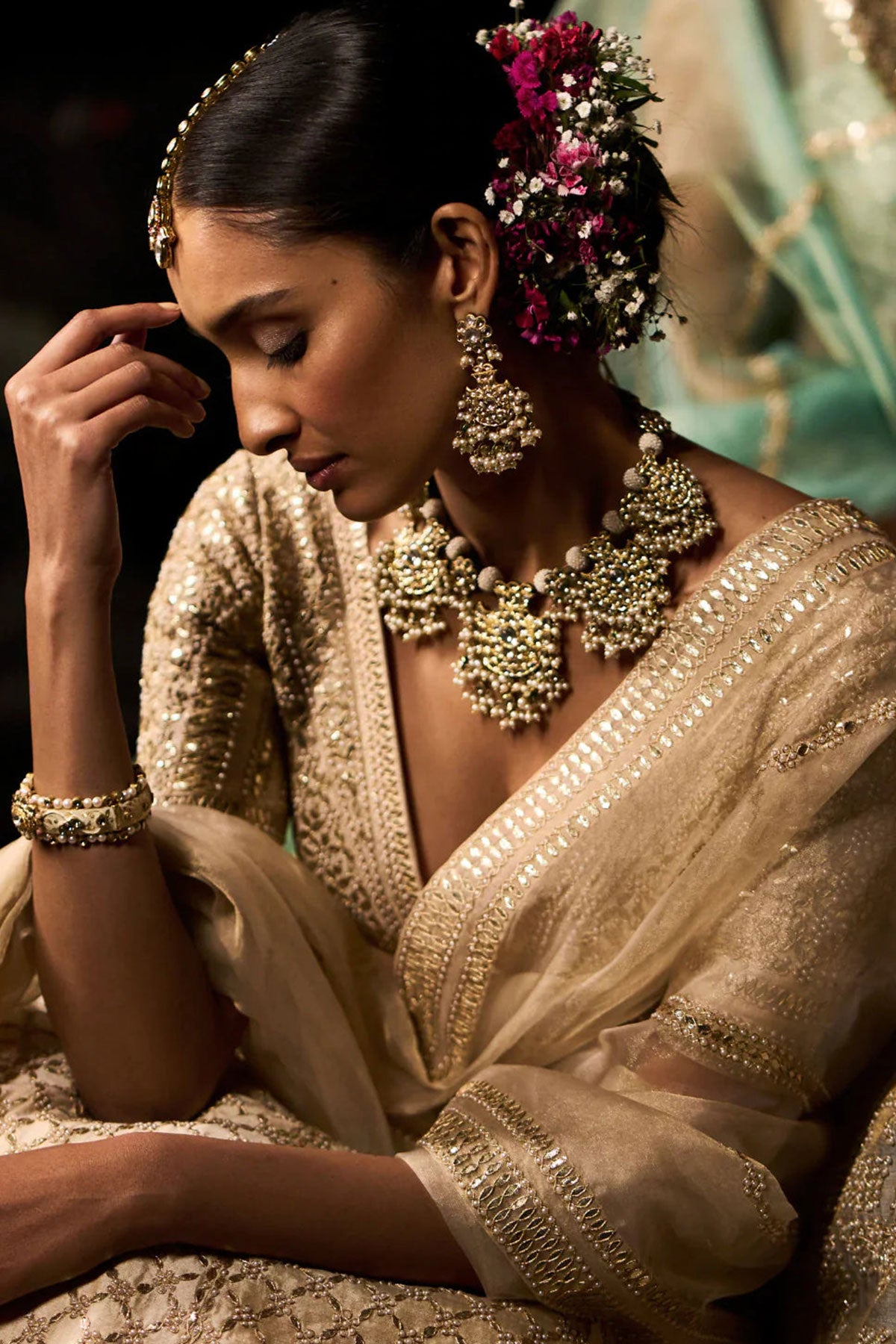 Ivory Gota Patti Lehenga Set - Ready To Ship