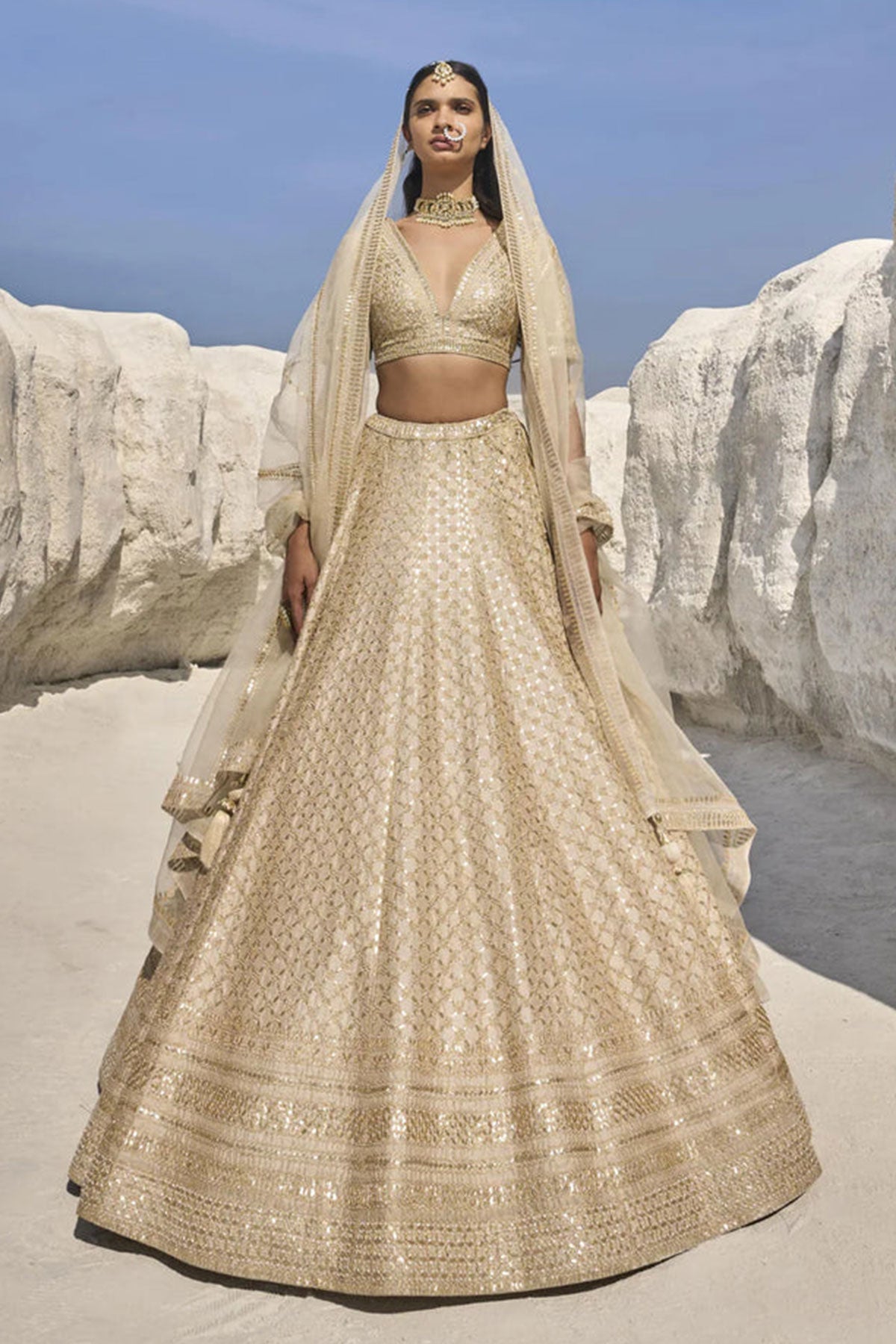 Ivory Gota Patti Lehenga Set - Ready To Ship