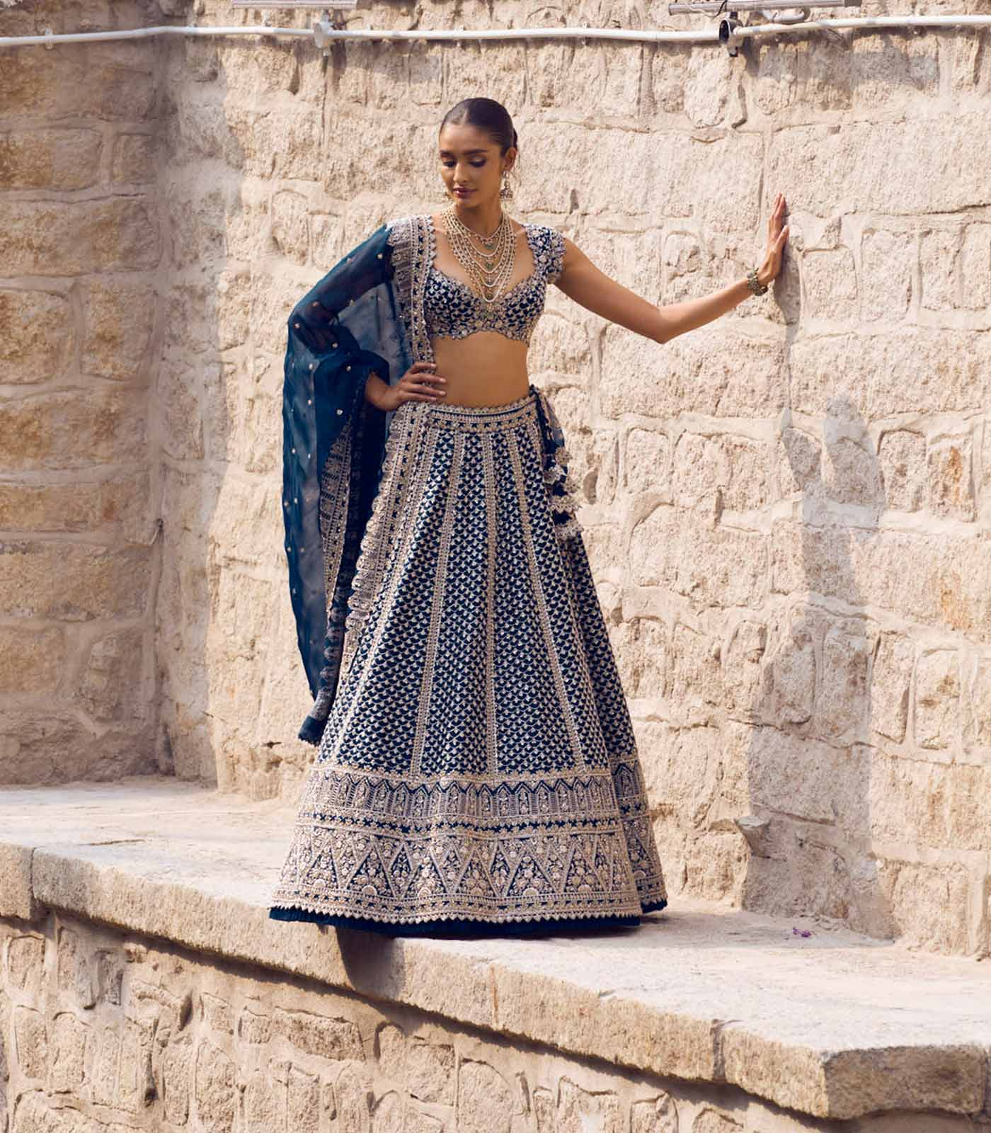 RIANNAH TEMPLE BORDER LEHENGA SET