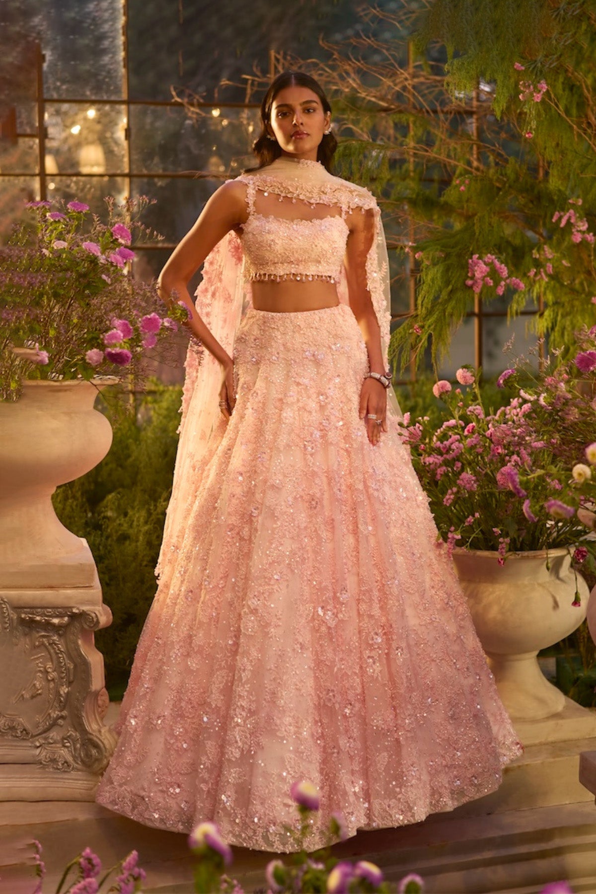 Candy Pink Three-Dimensional Lehenga Set