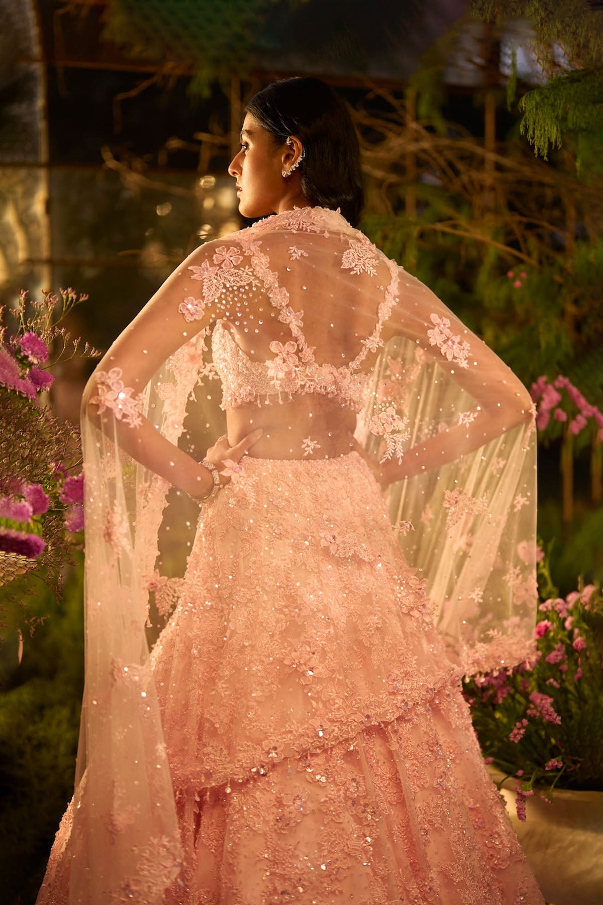 Candy Pink Three-Dimensional Lehenga Set