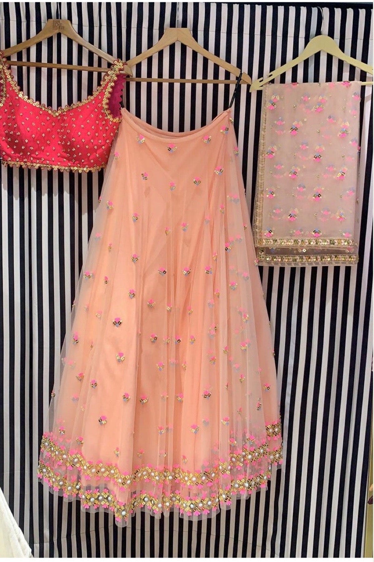 Papa Don't Preach Bespoke Coral Lehenga - Ready To Ship