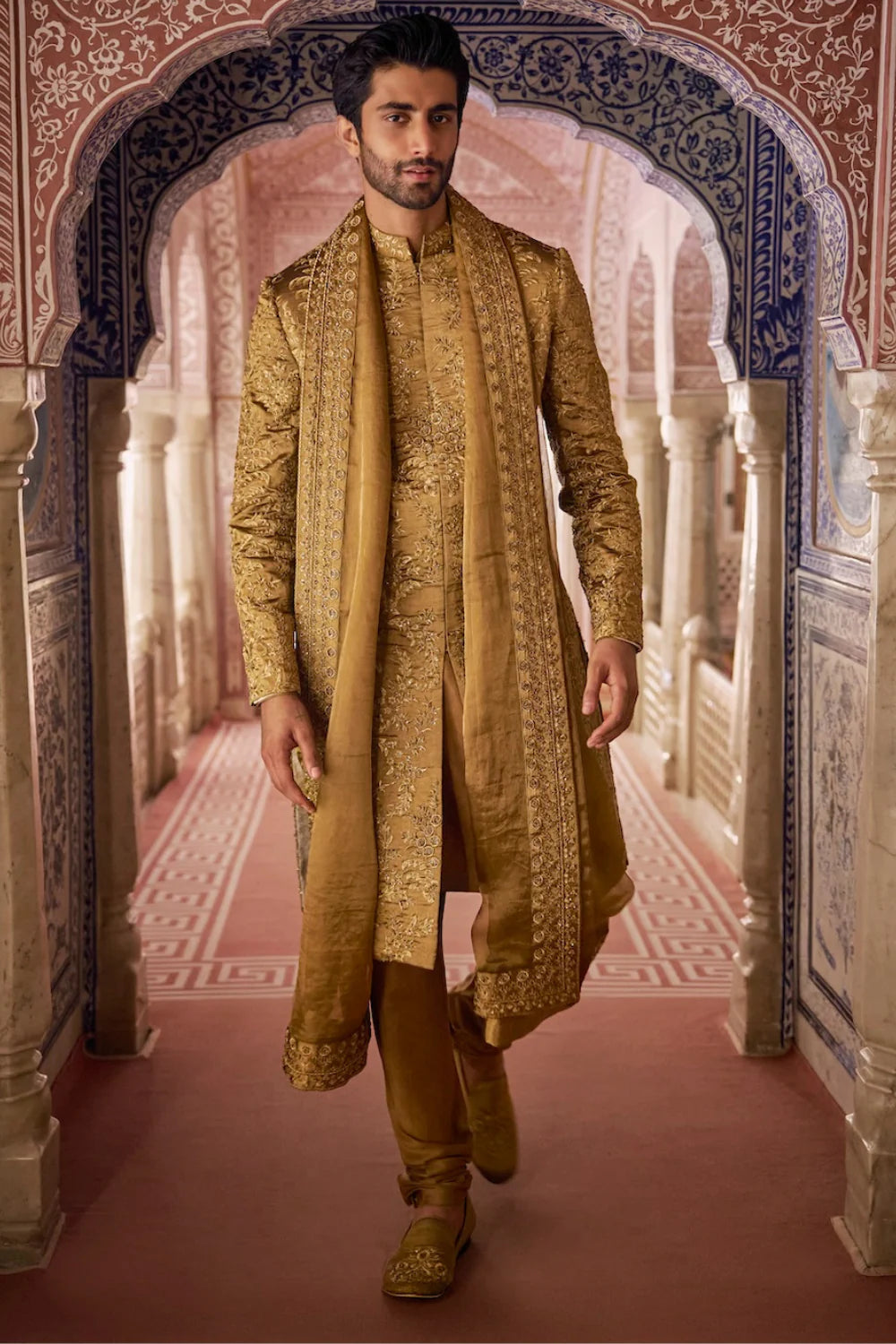 Antique Gold Sherwani Set
