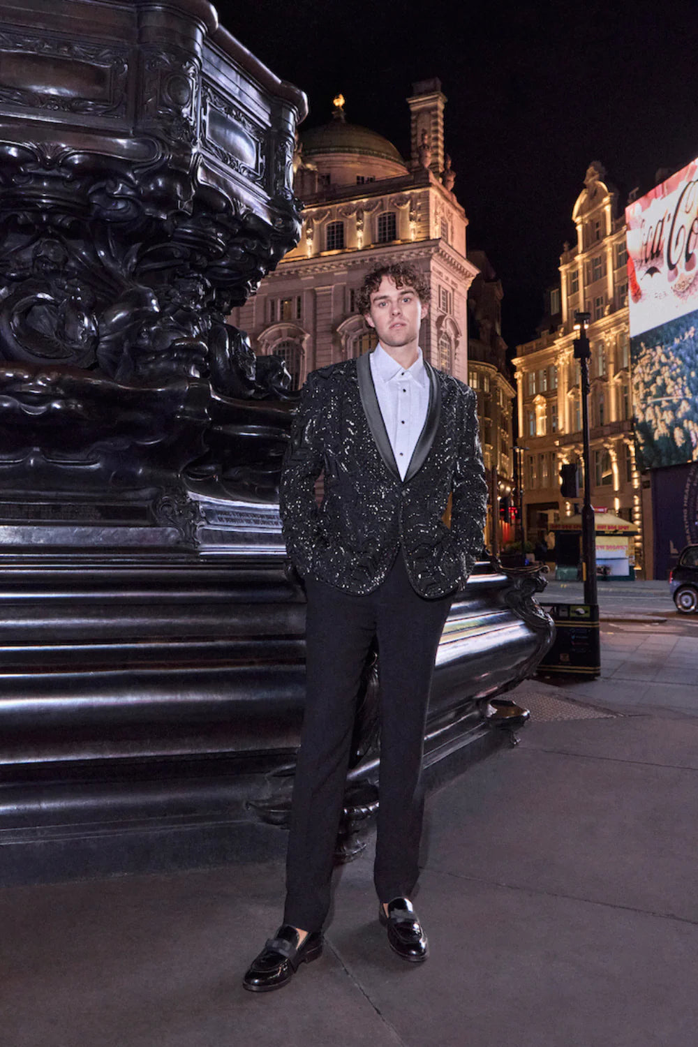 Black Embellished Tuxedo Set