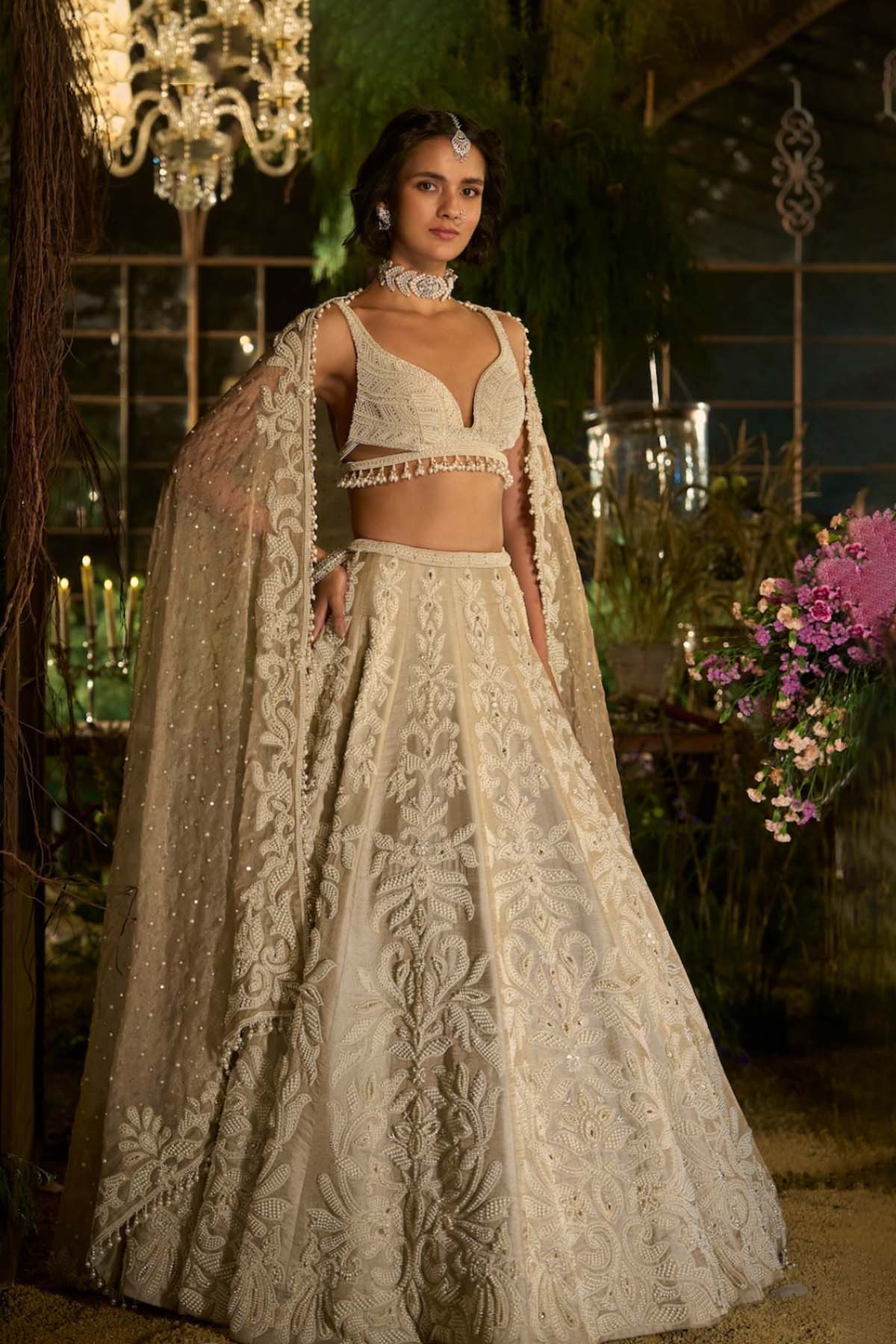 Champagne Pearl Lehenga Set
