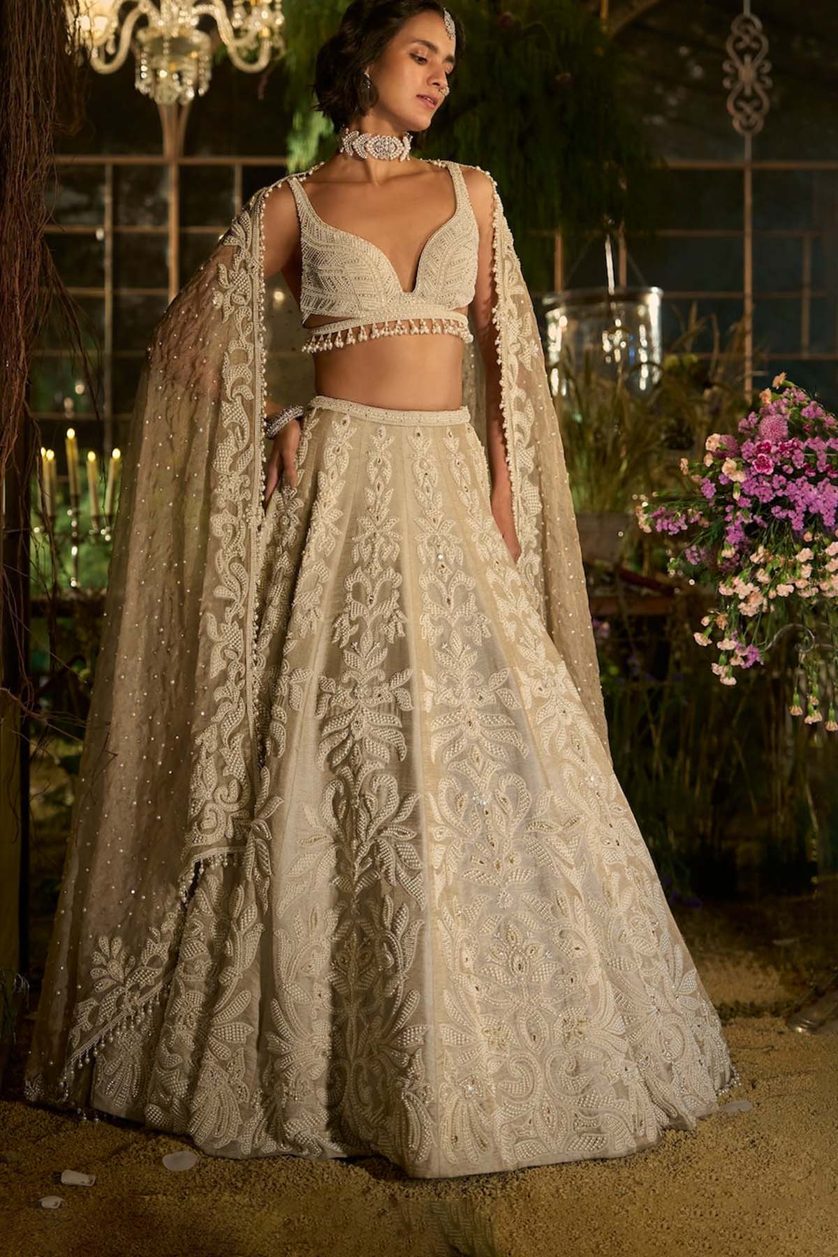 Champagne Pearl Lehenga Set