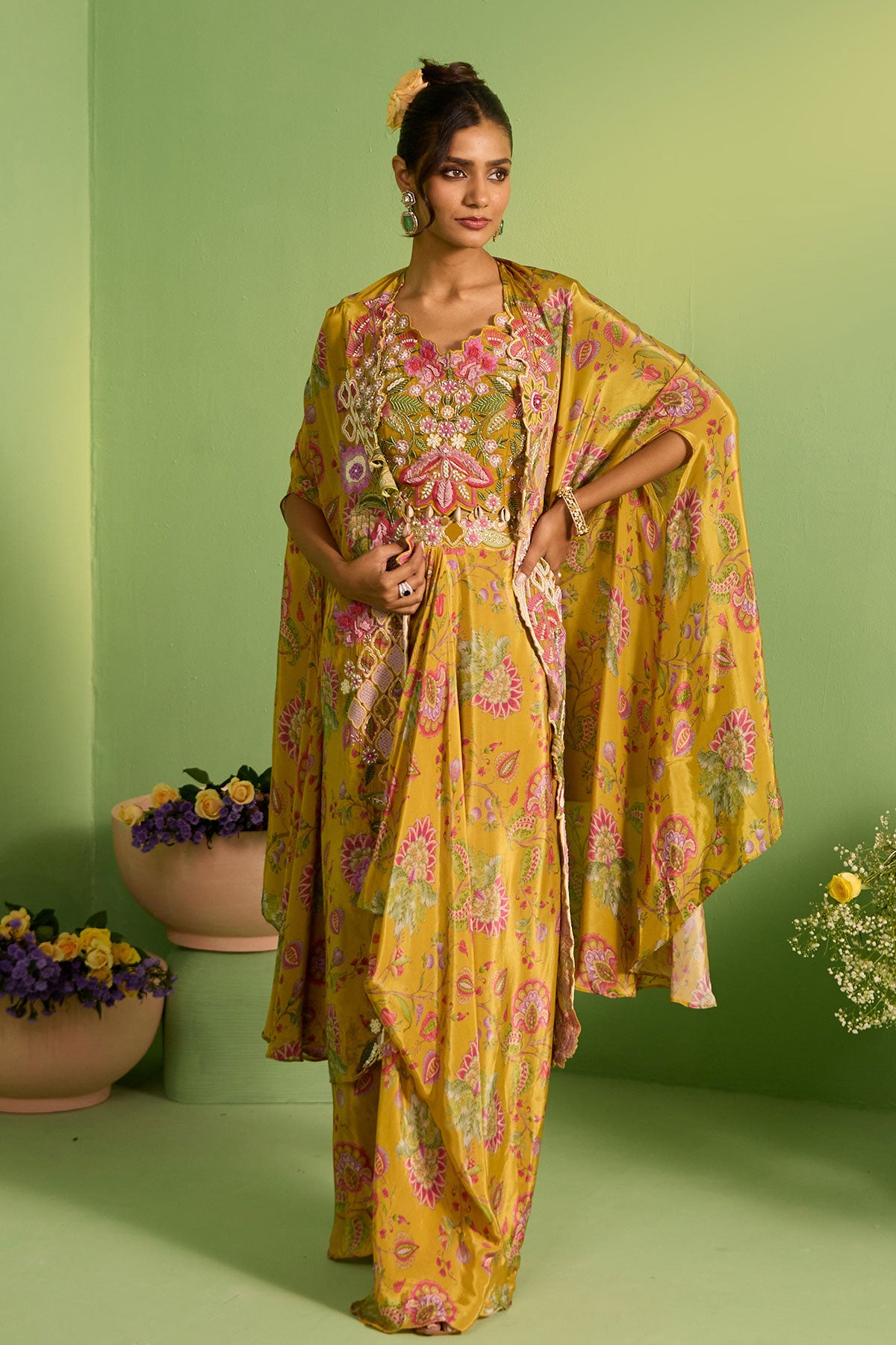 Zivara Printed Cape Set