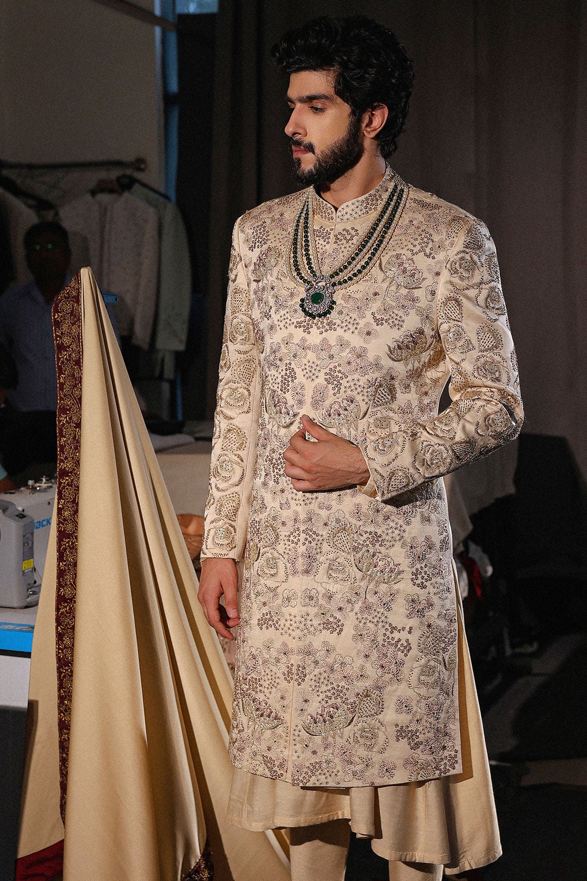 Gold Lace Sherwani Set