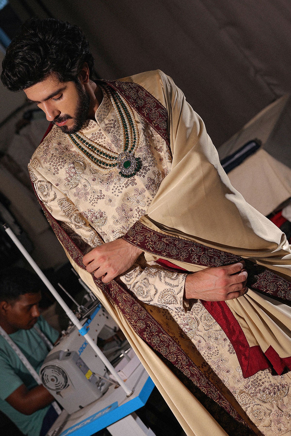 Gold Lace Sherwani Set