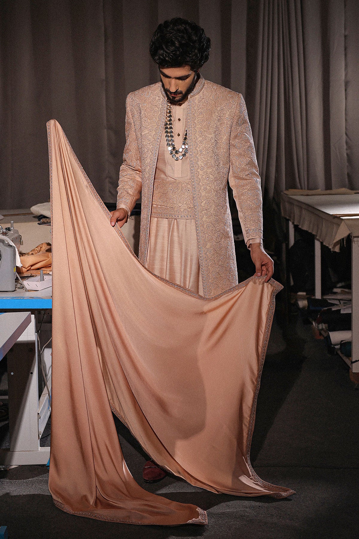 Natural Beige Sherwani Set