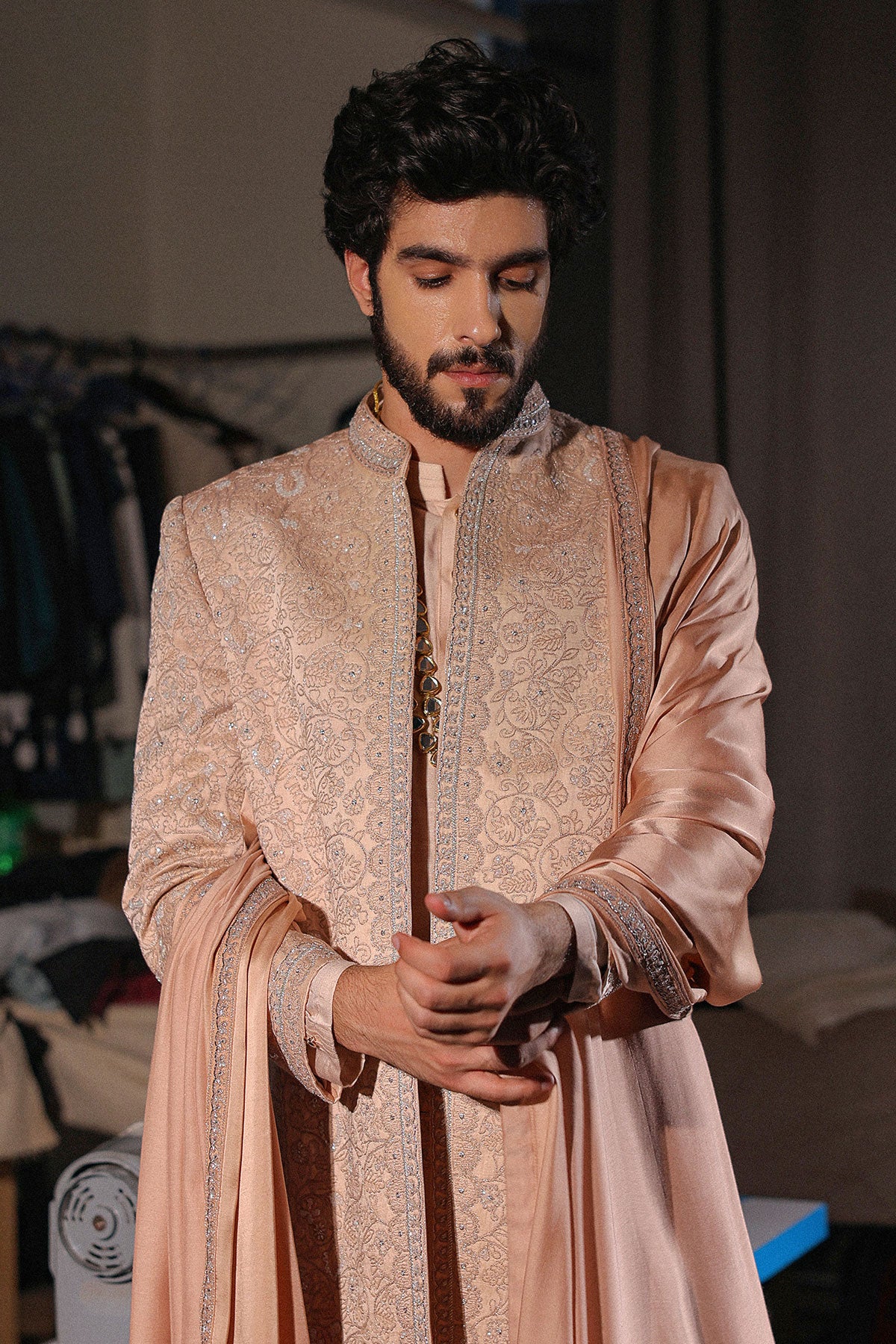 Natural Beige Sherwani Set