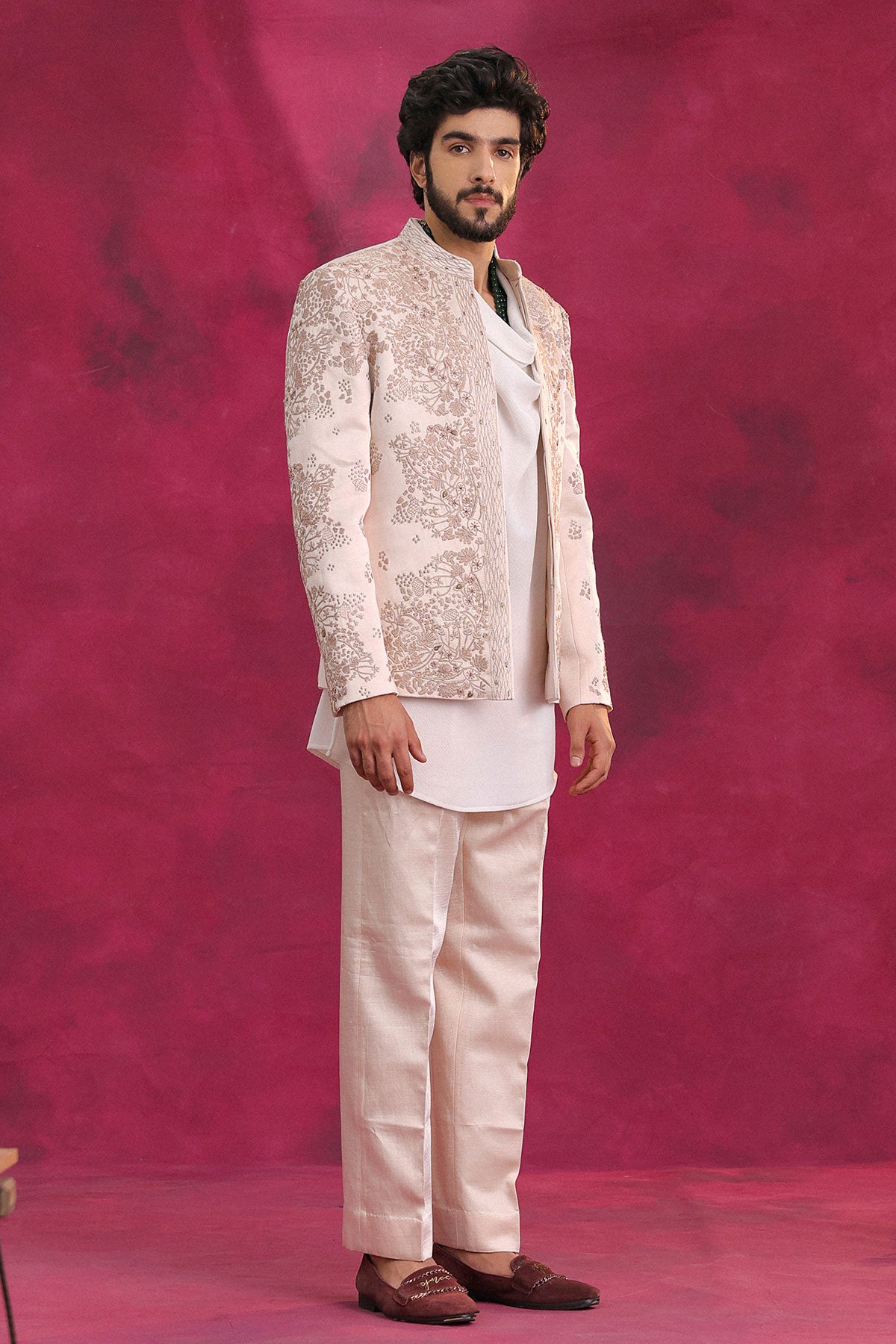 Pastel Pink Bandhgala Set