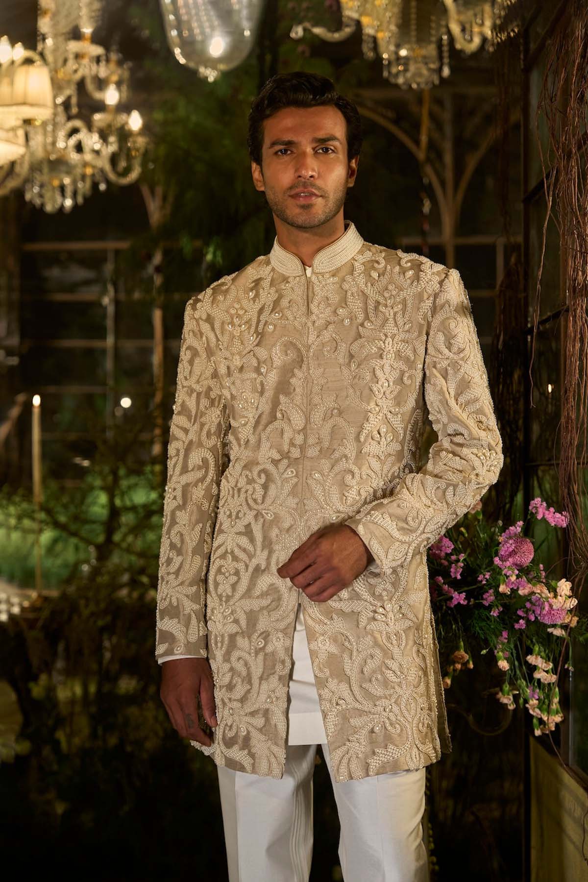 Champagne Pearl Sherwani Set