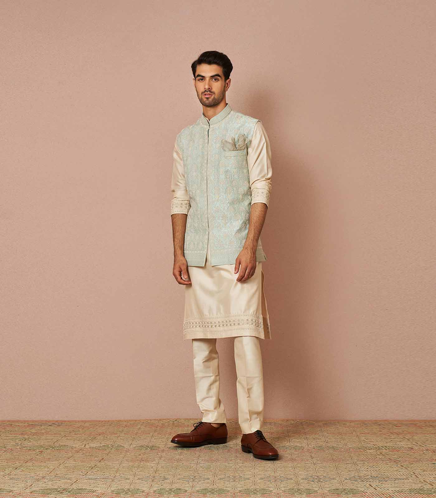 PASTEL BLUE ARMAAN RAWSILK BANDI SET