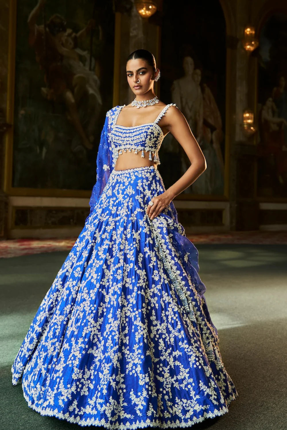 Blue Thread Work Lehenga Set