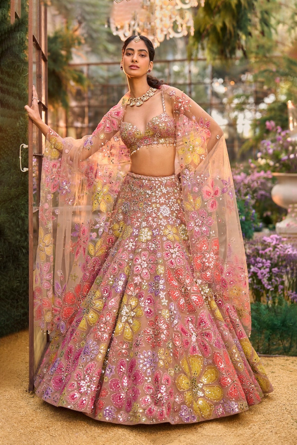 Coffee Floral Lehenga Set