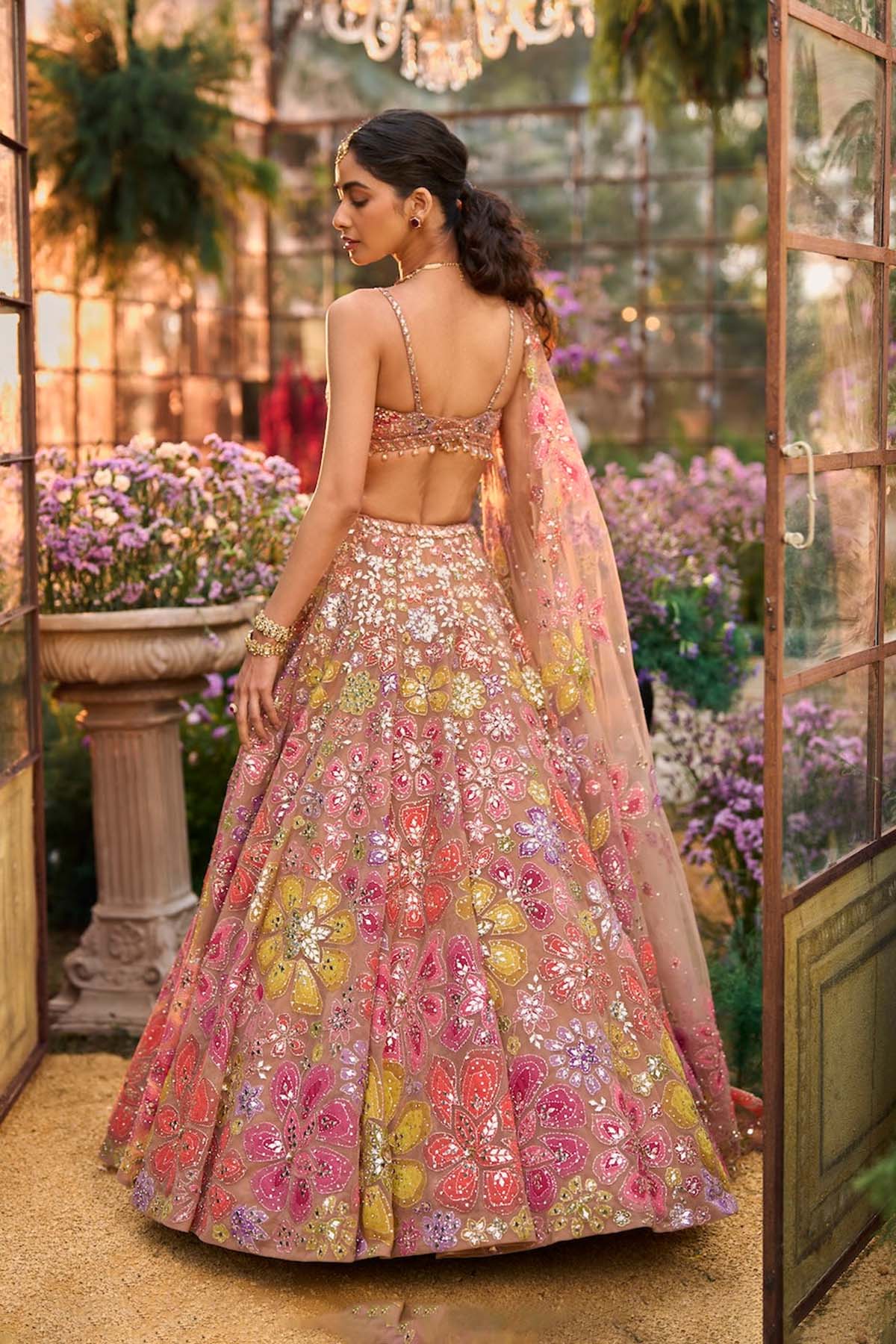 Coffee Floral Lehenga Set