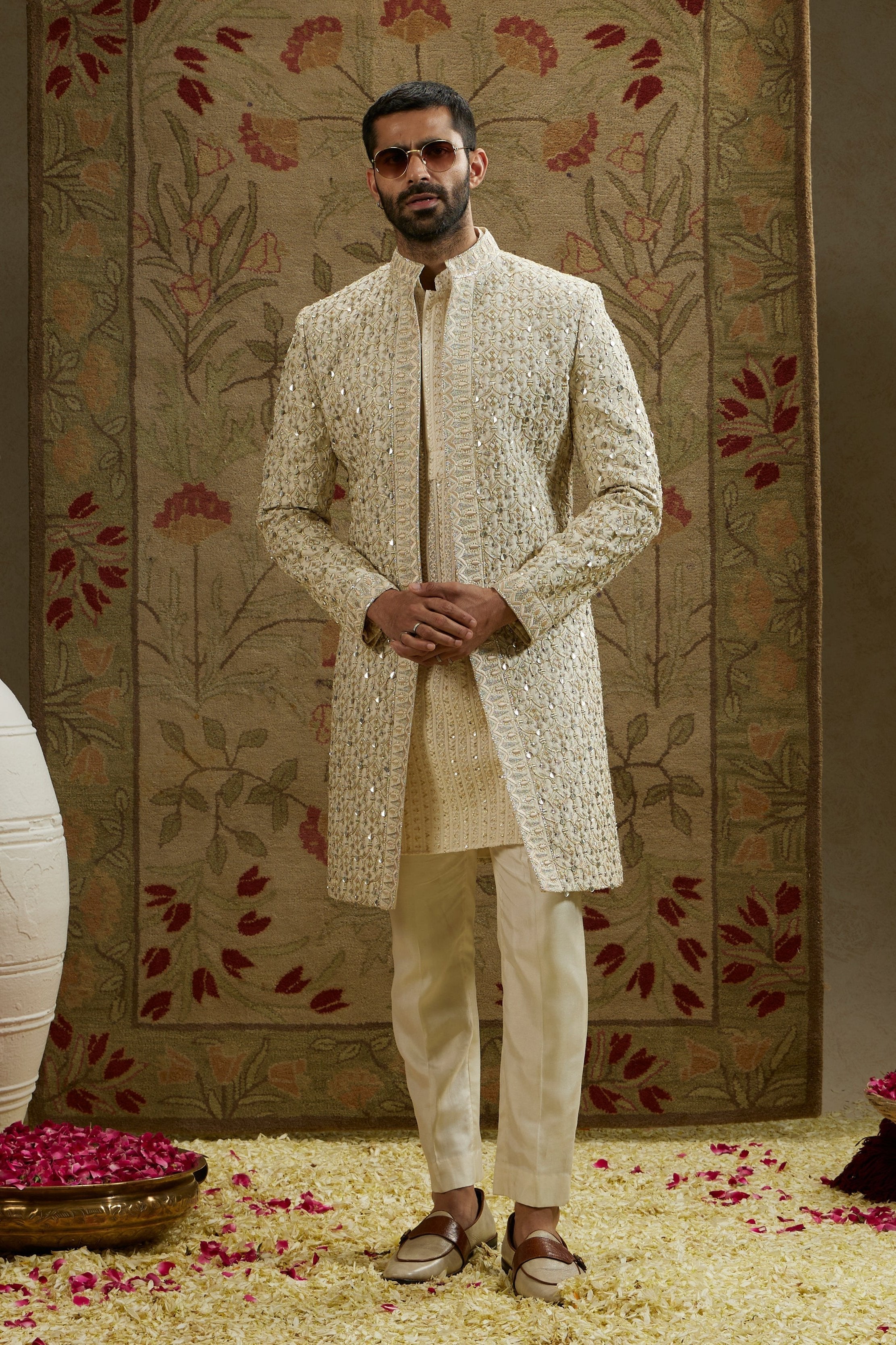 MAGNOLIA EMBELLISHED SHERWANI WITH PANTS
