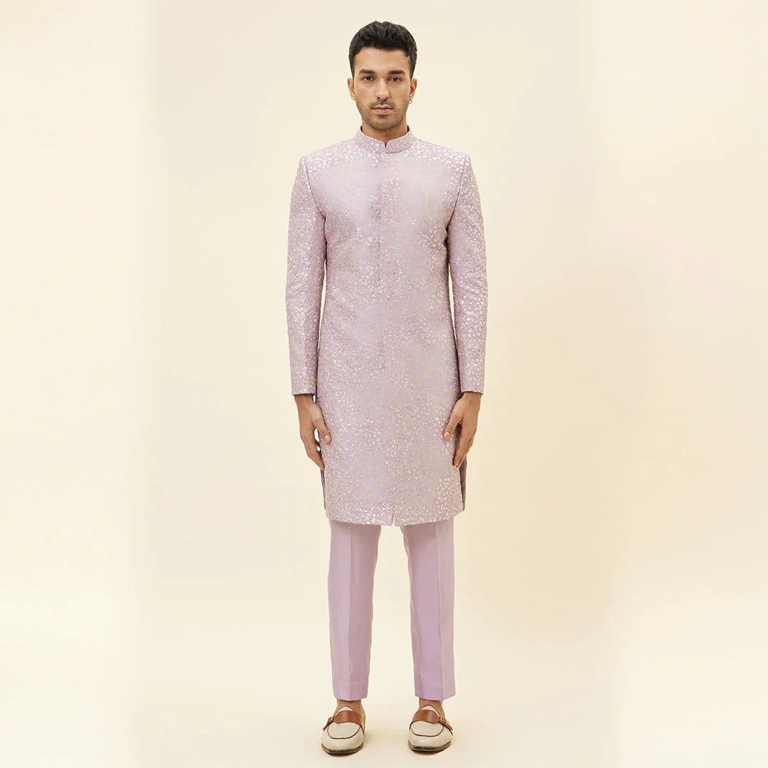 LILAC EMB JAAL SHERWANI WITH LILAC PANTS