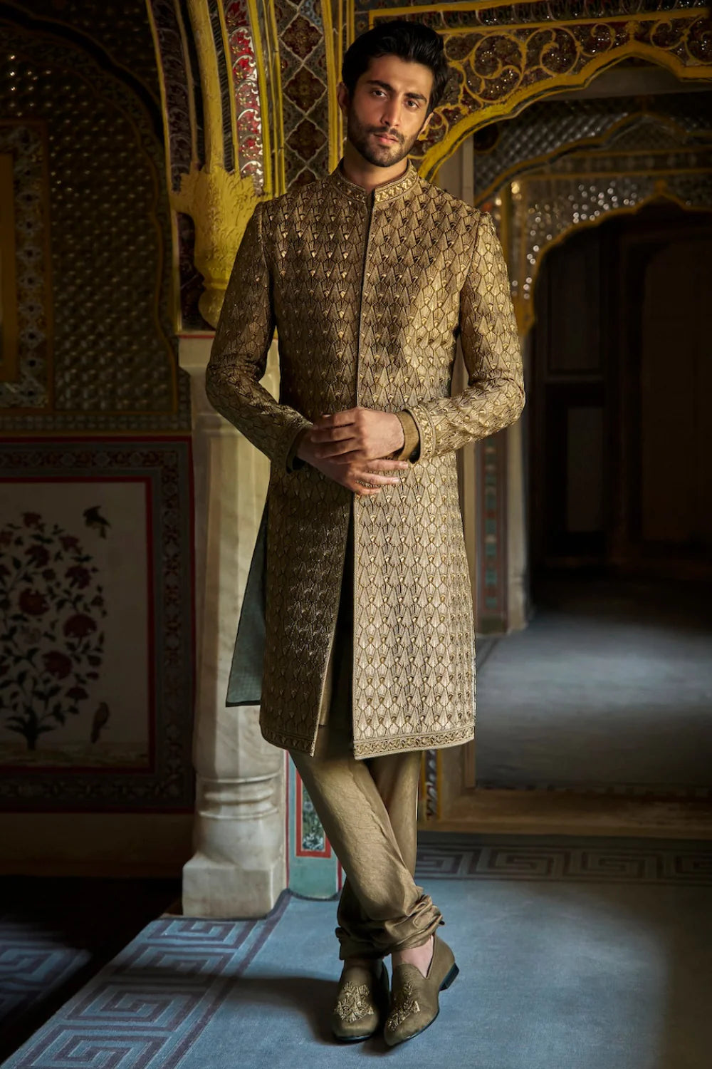 Antique Gold Sherwani Set