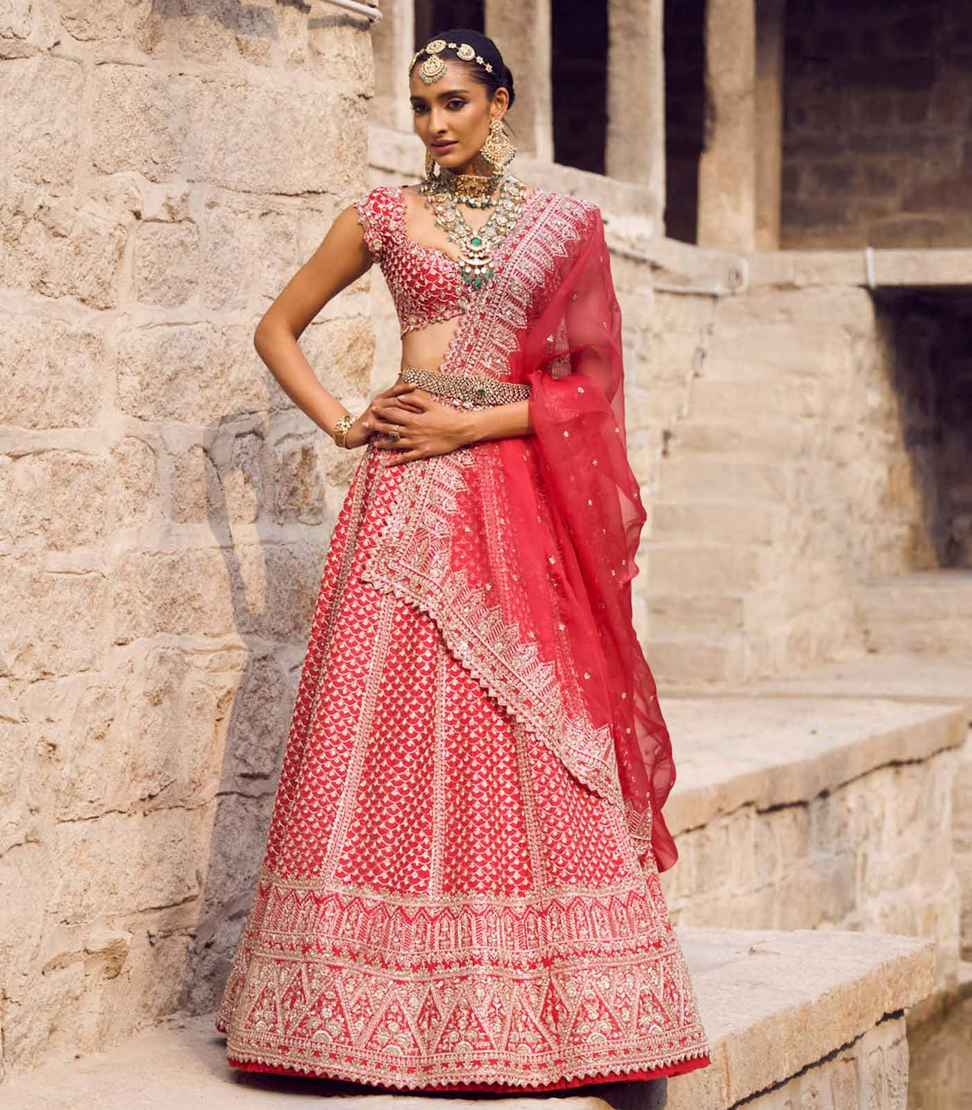 RIANNAH TEMPLE BORDER LEHENGA SET