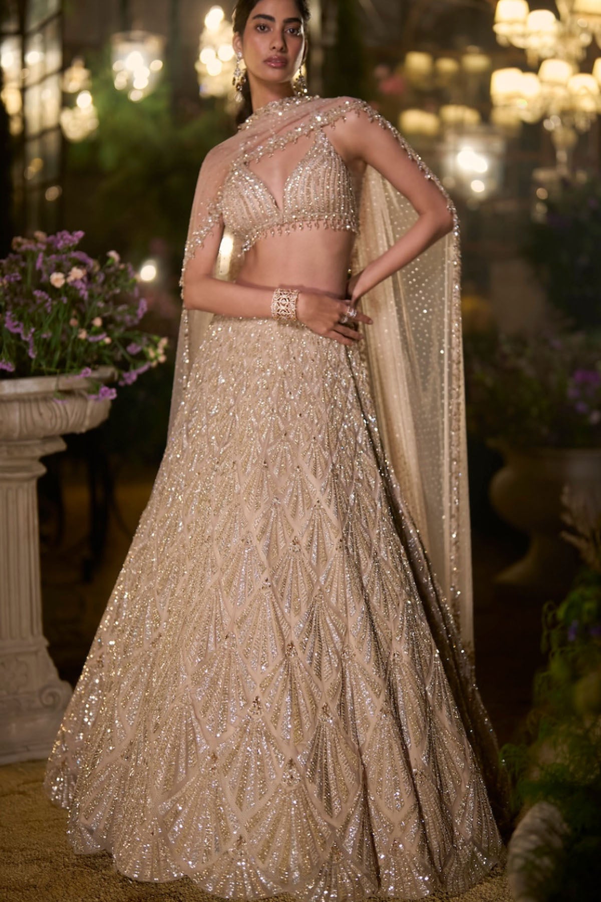 Coffee Sequin Lehenga Set