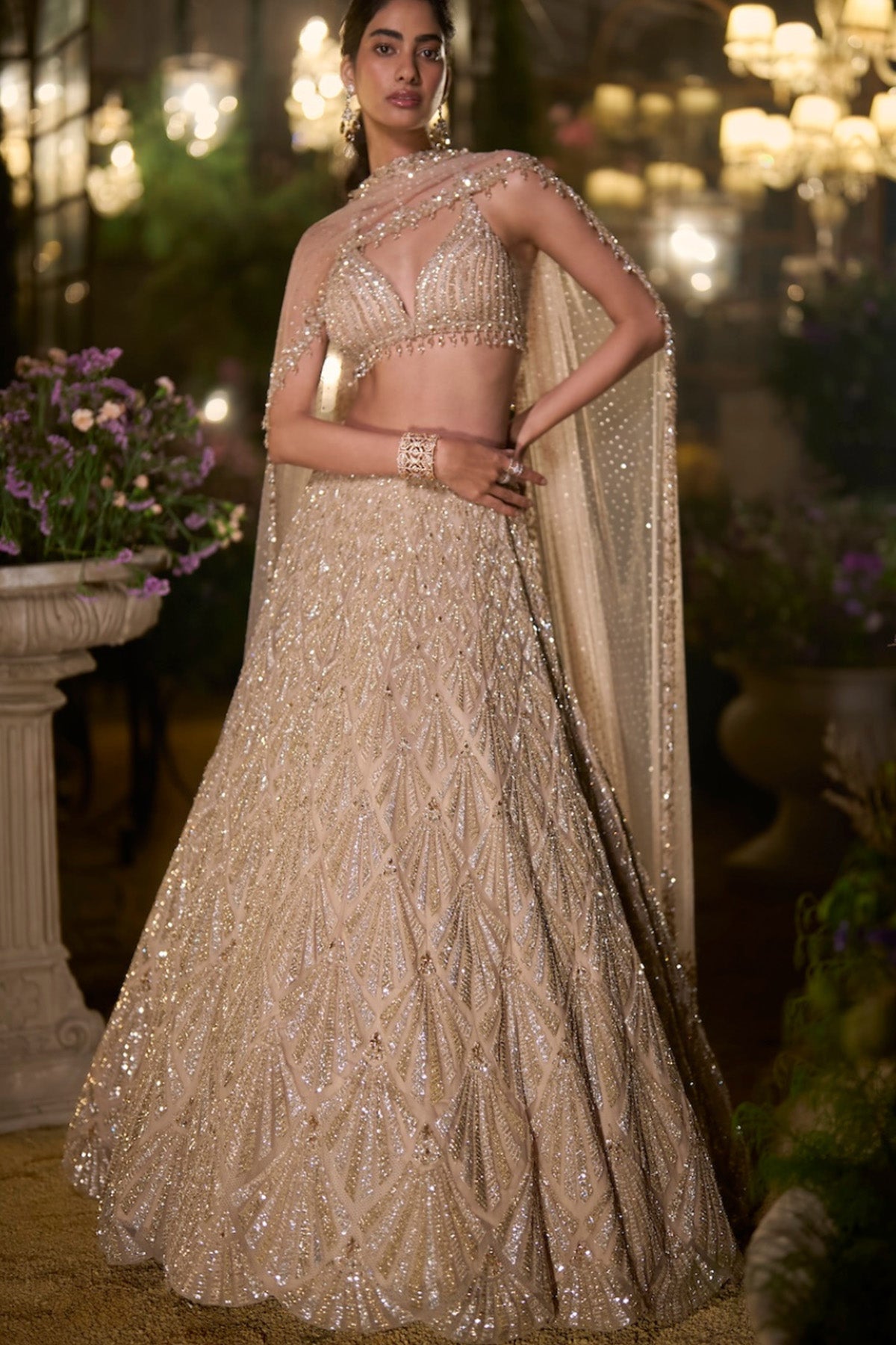 Coffee Sequin Lehenga Set