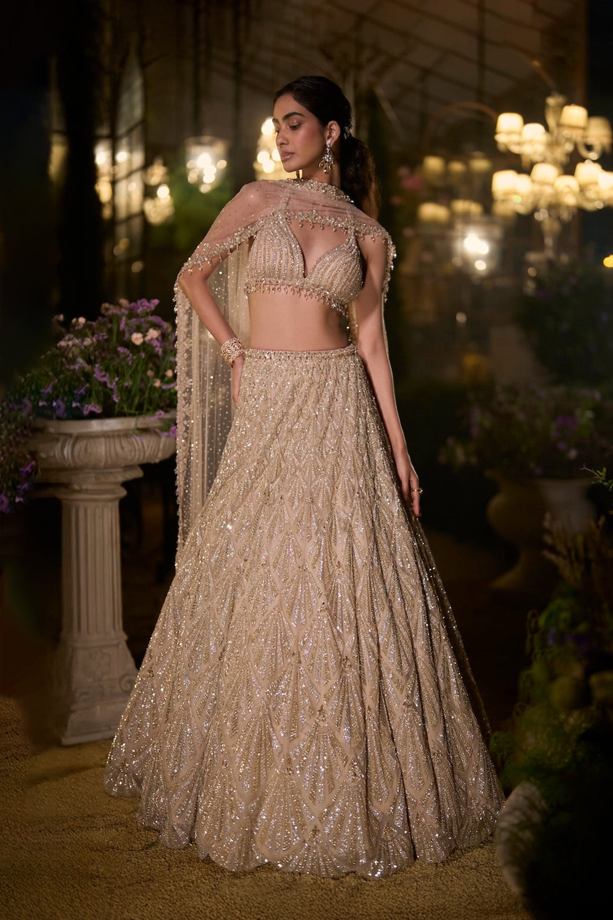 Coffee Sequin Lehenga Set